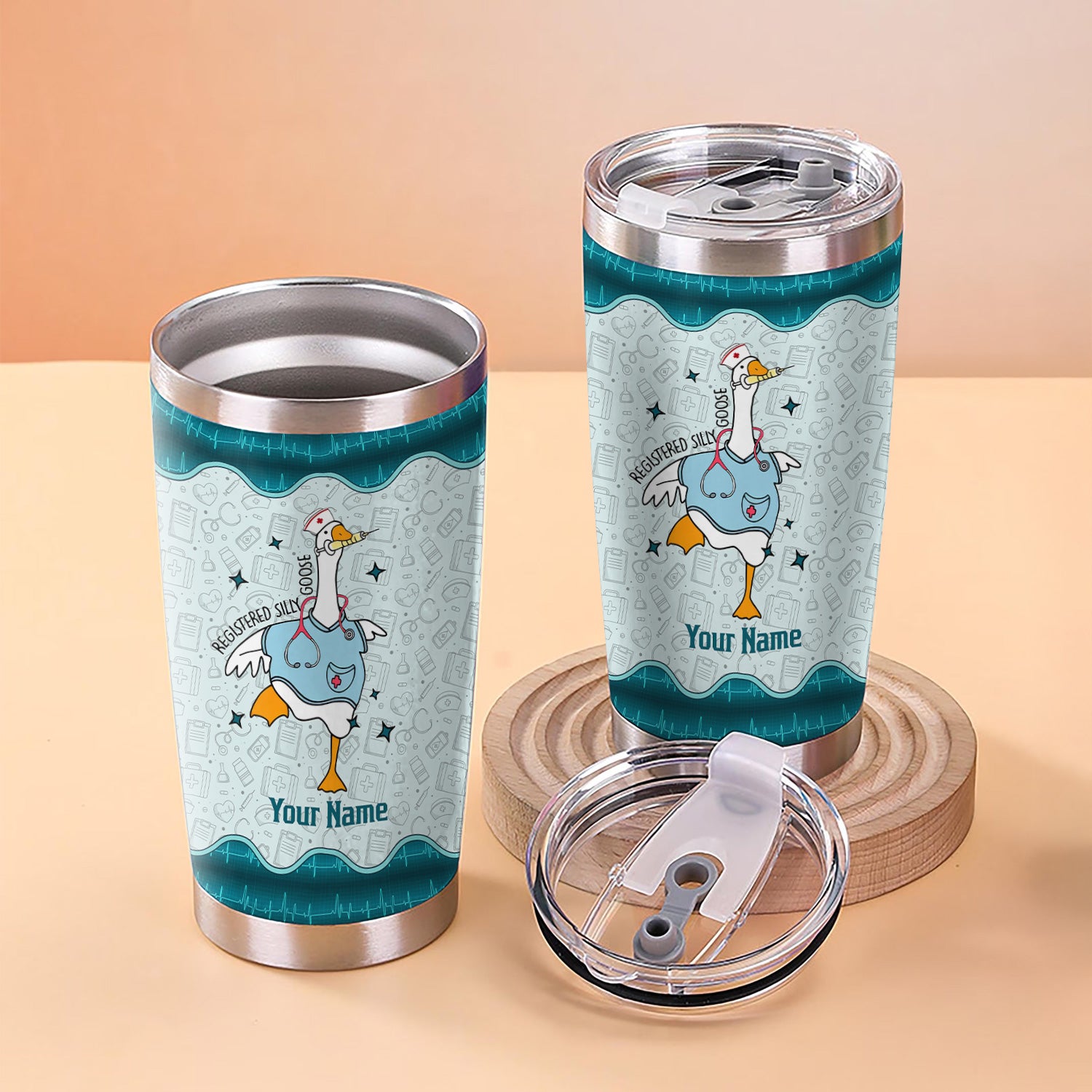 Personalized Silly Goose Nurse Tumbler - Registered Silly Goose Design - Fun Gift for Healthcare Workers, Nurses, and RN LPN