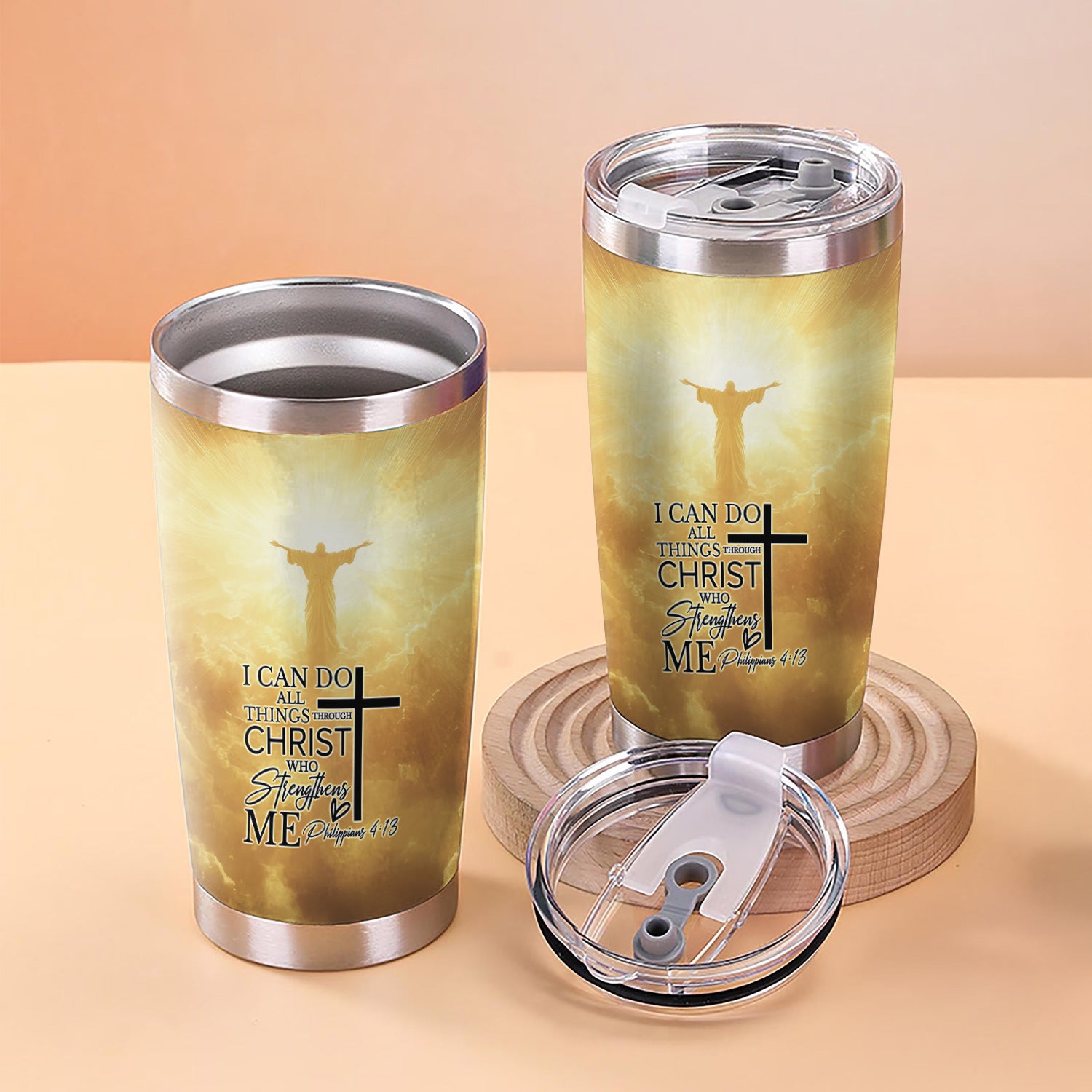 Personalized Nursing Faith Tumbler - Bible Verse All Things Through Christ - RN LPN CNA ER Gift