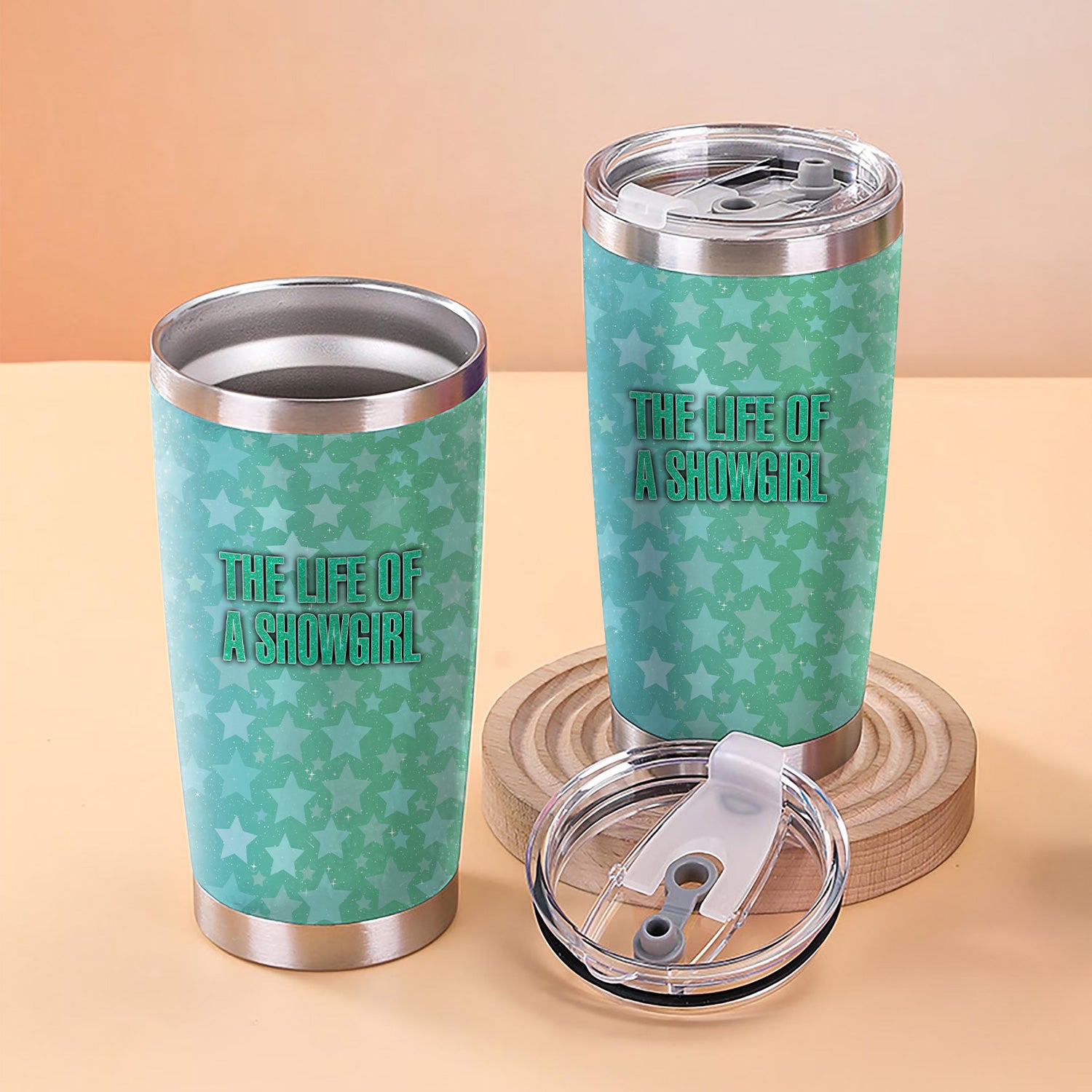 Personalized Women's Showgirl Tumbler - Funny Quote & Glitter Star Graphic Design - Gift for RN LPN CNA