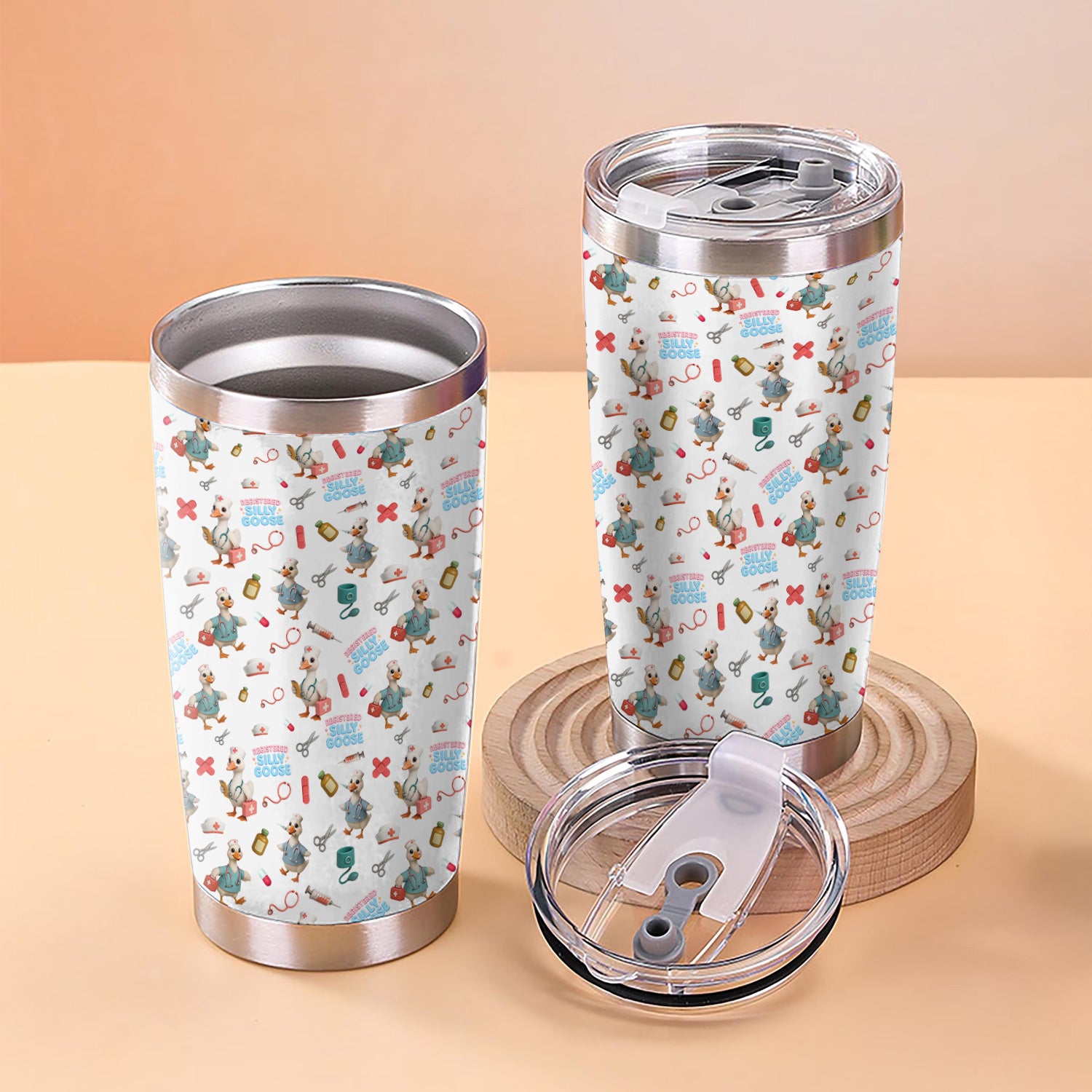 Funny Silly Goose Nurse Tumbler for Women - Cute RN CNA LPN Coffee Cup - Personalized Gift for Healthcare Workers