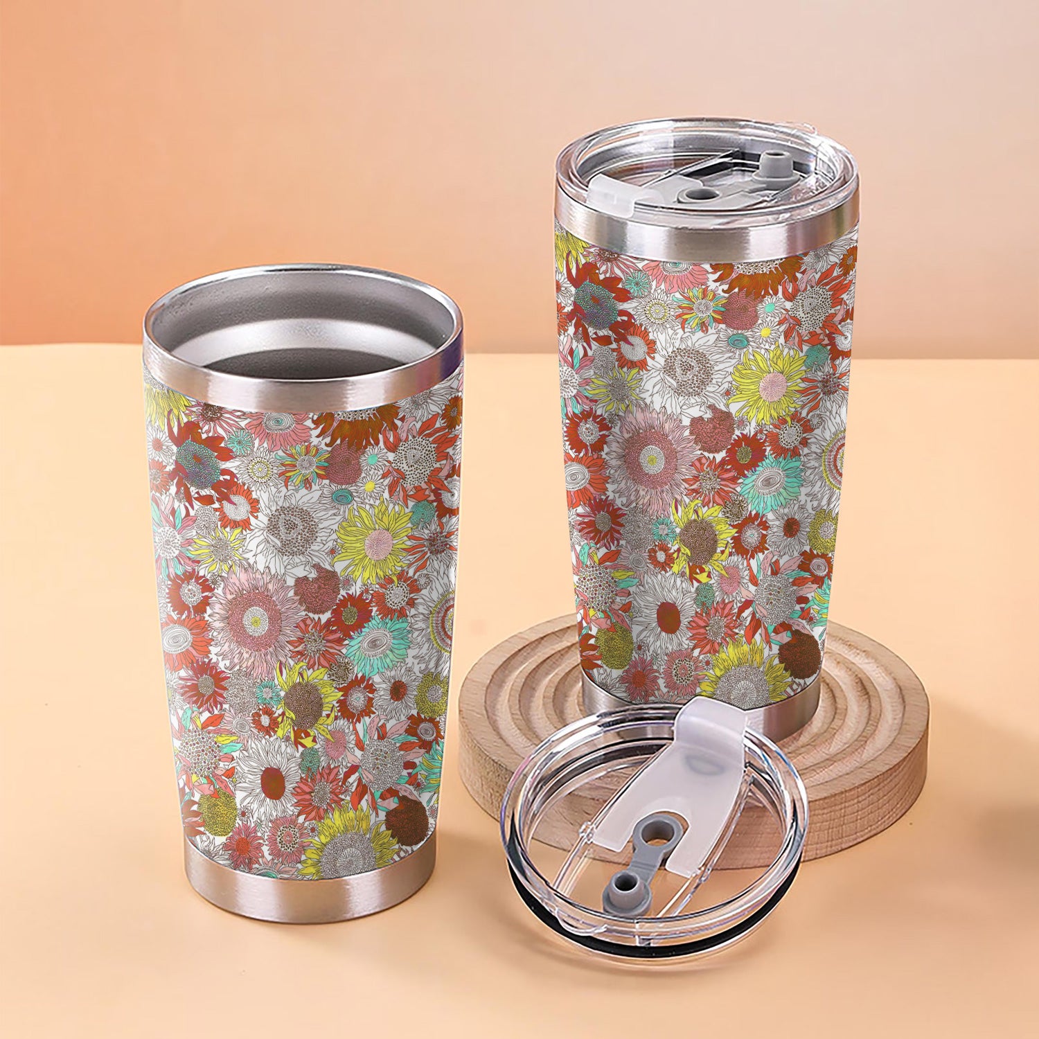 Sunflower Floral Tumbler for Nurses - Bright Medical Pattern RN LPN CNA - Appreciation Gift for Healthcare Workers & Nursing Teams
