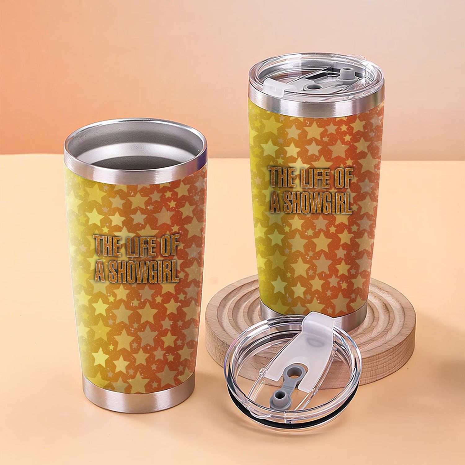 Personalized Women's Showgirl Tumbler - Funny Quote & Glitter Star Graphic Design - Gift for RN LPN CNA