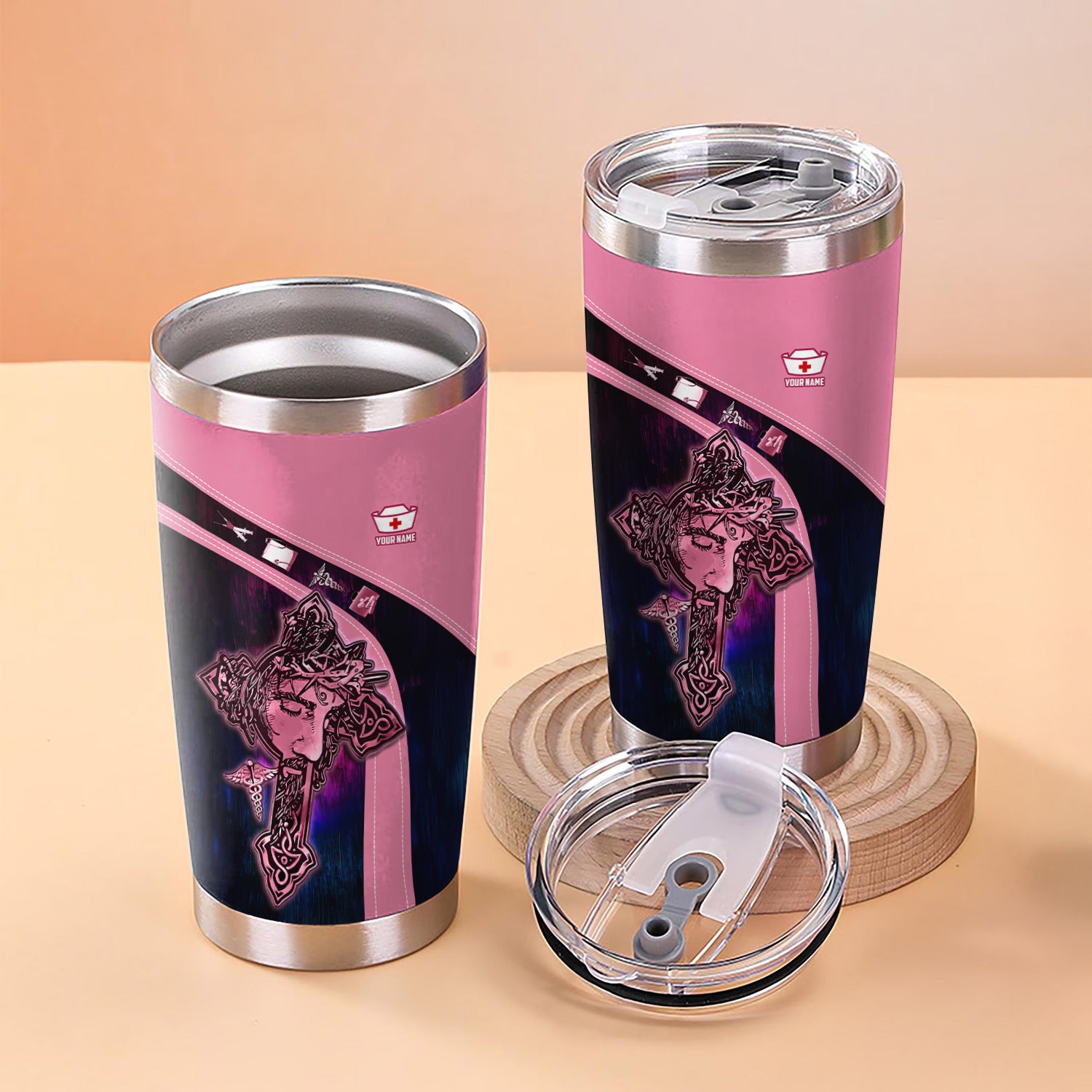 Custom Nurse Faith Tumbler - God Says I Am Bible Verses Design - Gift for RN LPN Healthcare Workers