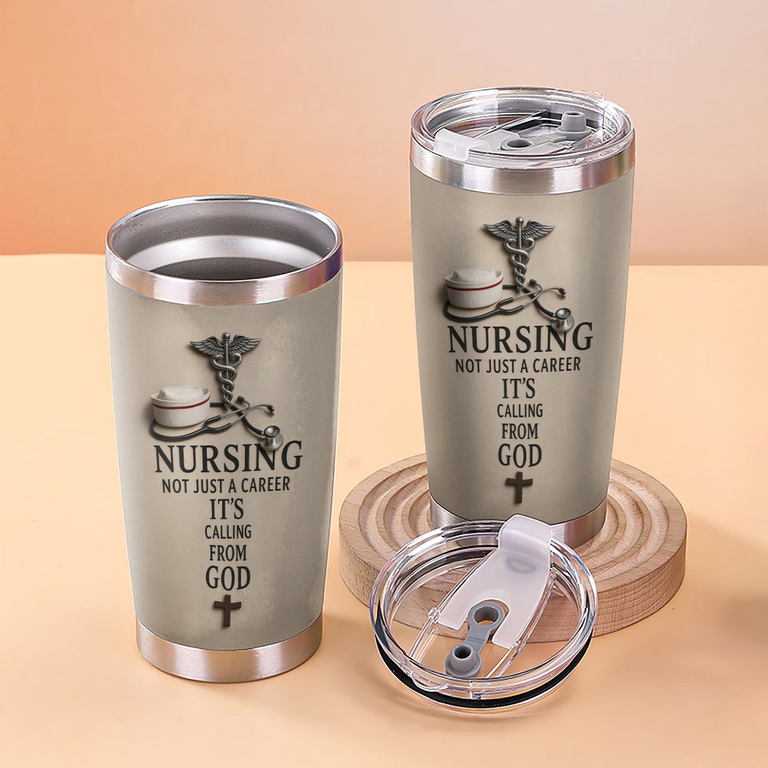 Christian Nurse Tumbler - Faith-Based Gift for RN CNA LPN - Nursing Is a Calling from God