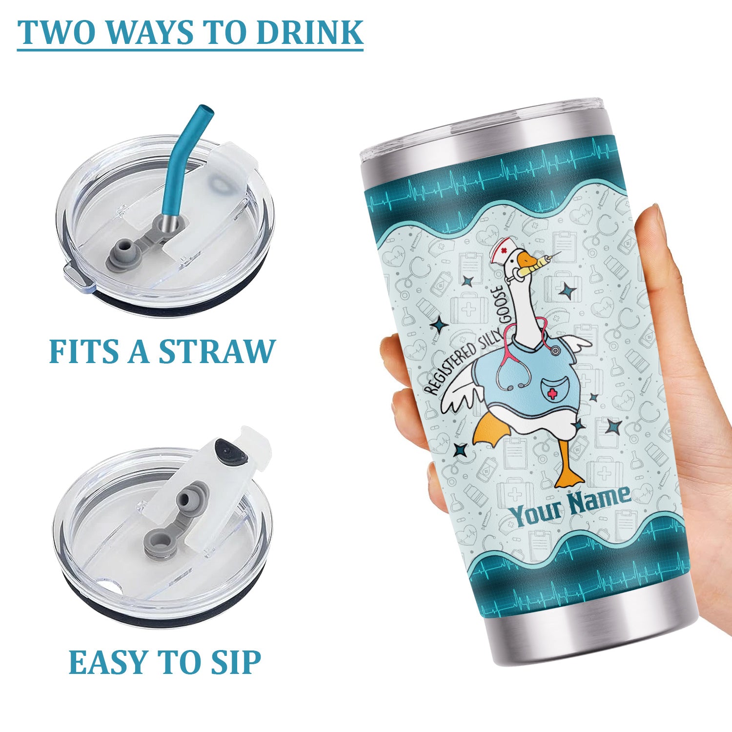 Personalized Silly Goose Nurse Tumbler - Registered Silly Goose Design - Fun Gift for Healthcare Workers, Nurses, and RN LPN