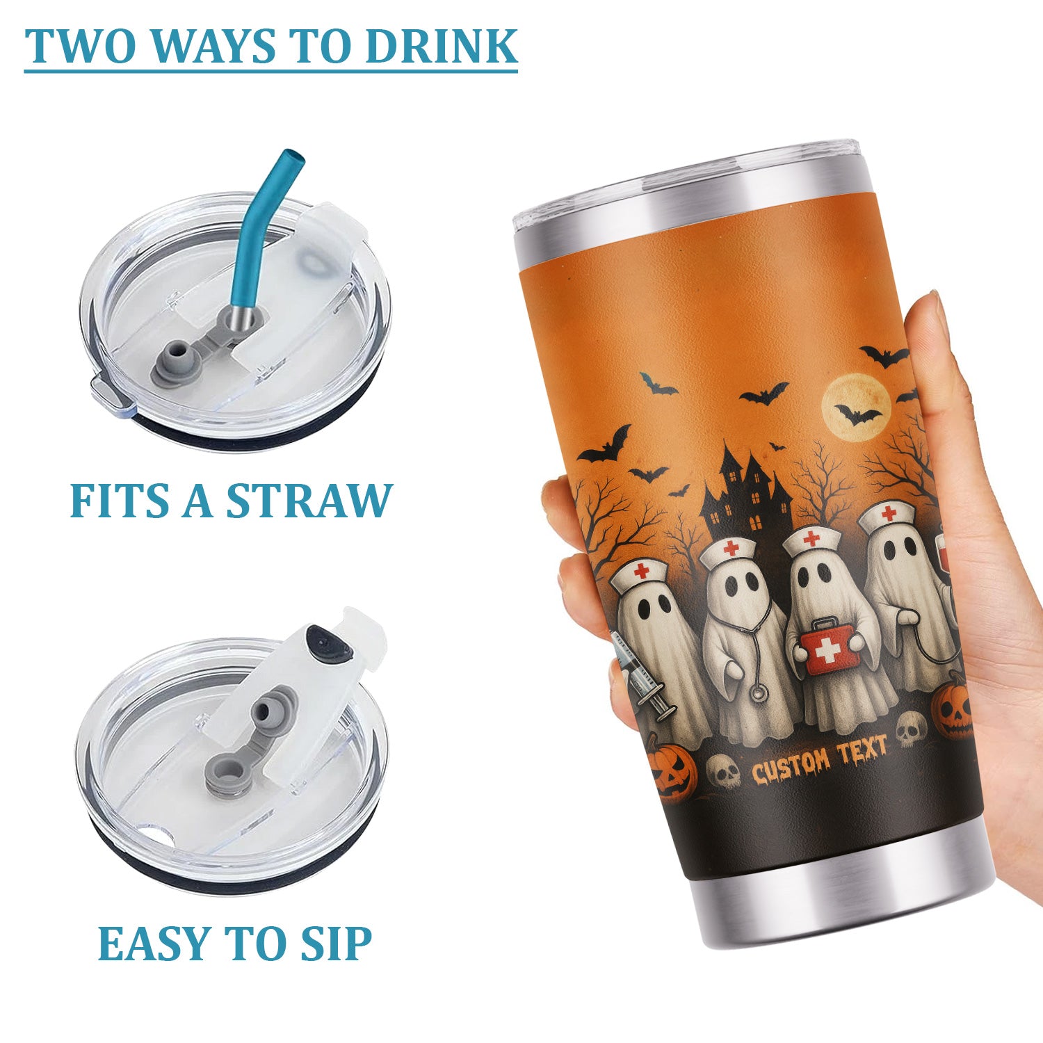 Funny Boo Boo Crew Nurse Tumbler - Halloween Ghost & Medical Design - Customizable Text Gift for RN CNA LPN Healthcare Professionals