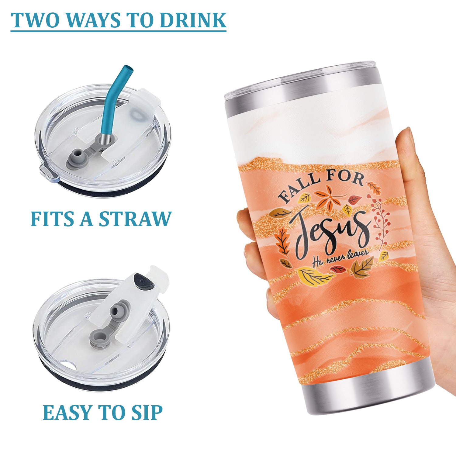 Faith Fall Tumbler for Nurses - Fall for Jesus He Never Leaves - Gift for Women RN LPN CNA