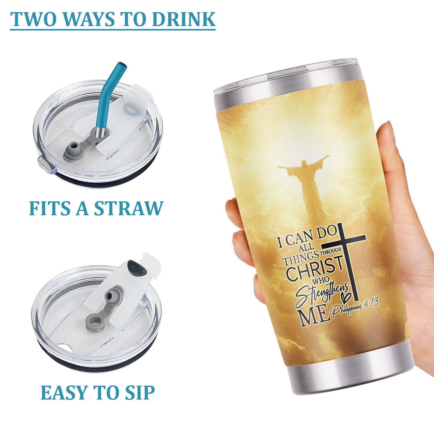 Personalized Nursing Faith Tumbler - Bible Verse All Things Through Christ - RN LPN CNA ER Gift