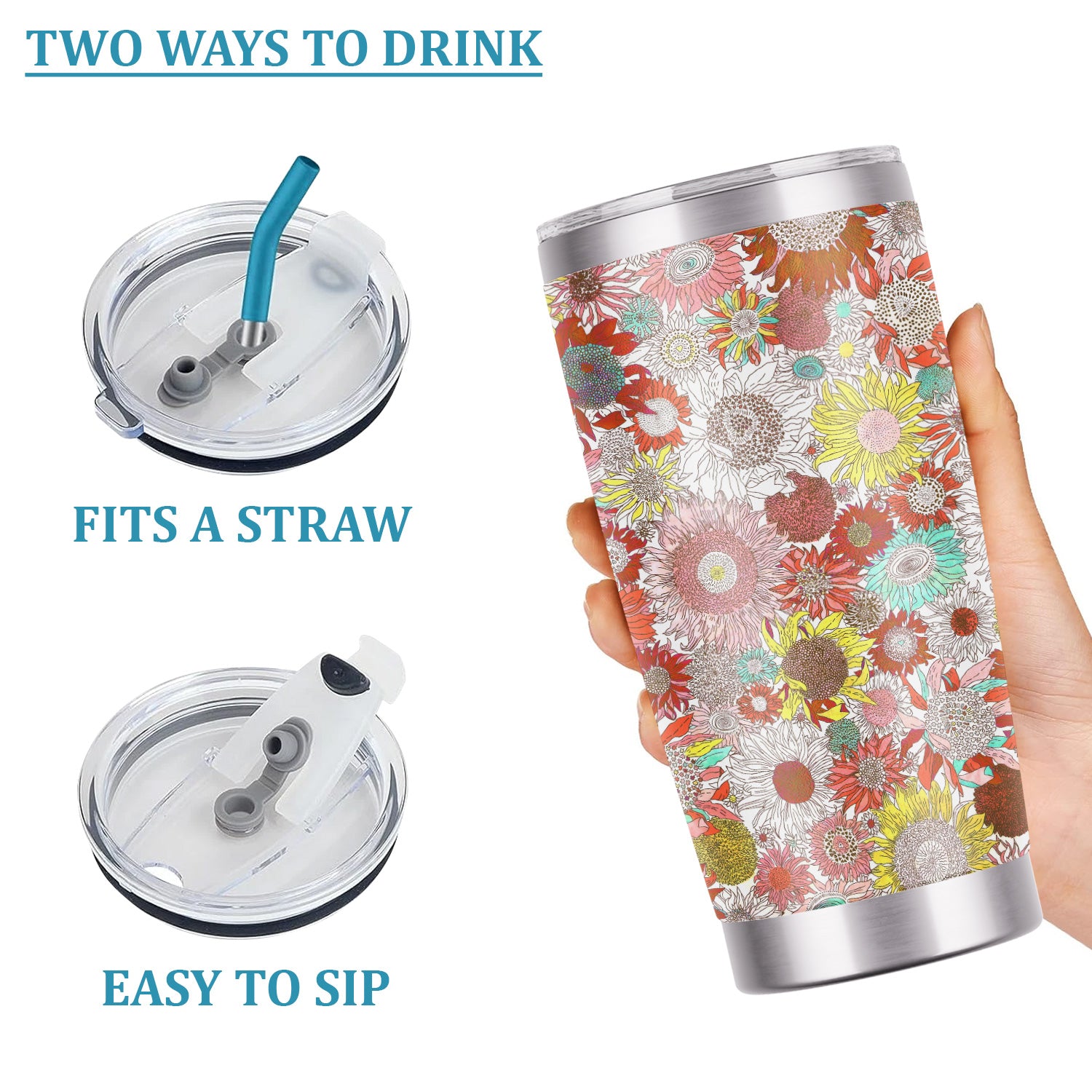 Sunflower Floral Tumbler for Nurses - Bright Medical Pattern RN LPN CNA - Appreciation Gift for Healthcare Workers & Nursing Teams