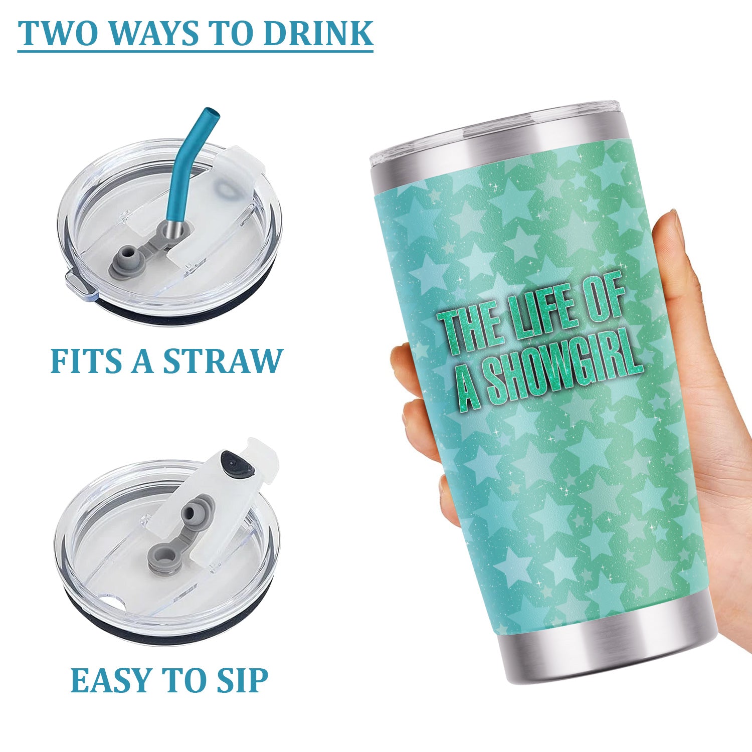 Personalized Women's Showgirl Tumbler - Funny Quote & Glitter Star Graphic Design - Gift for RN LPN CNA