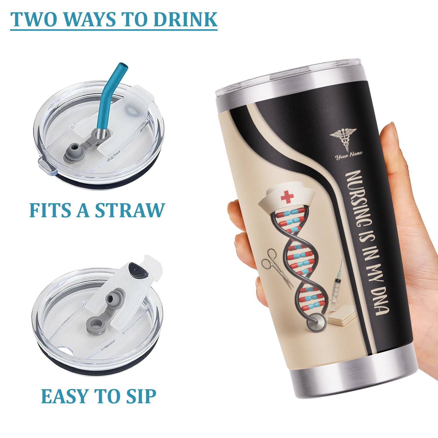 Nursing Is In My DNA Tumbler - Personalized Nurse Tumbler - Gifts For Nurses