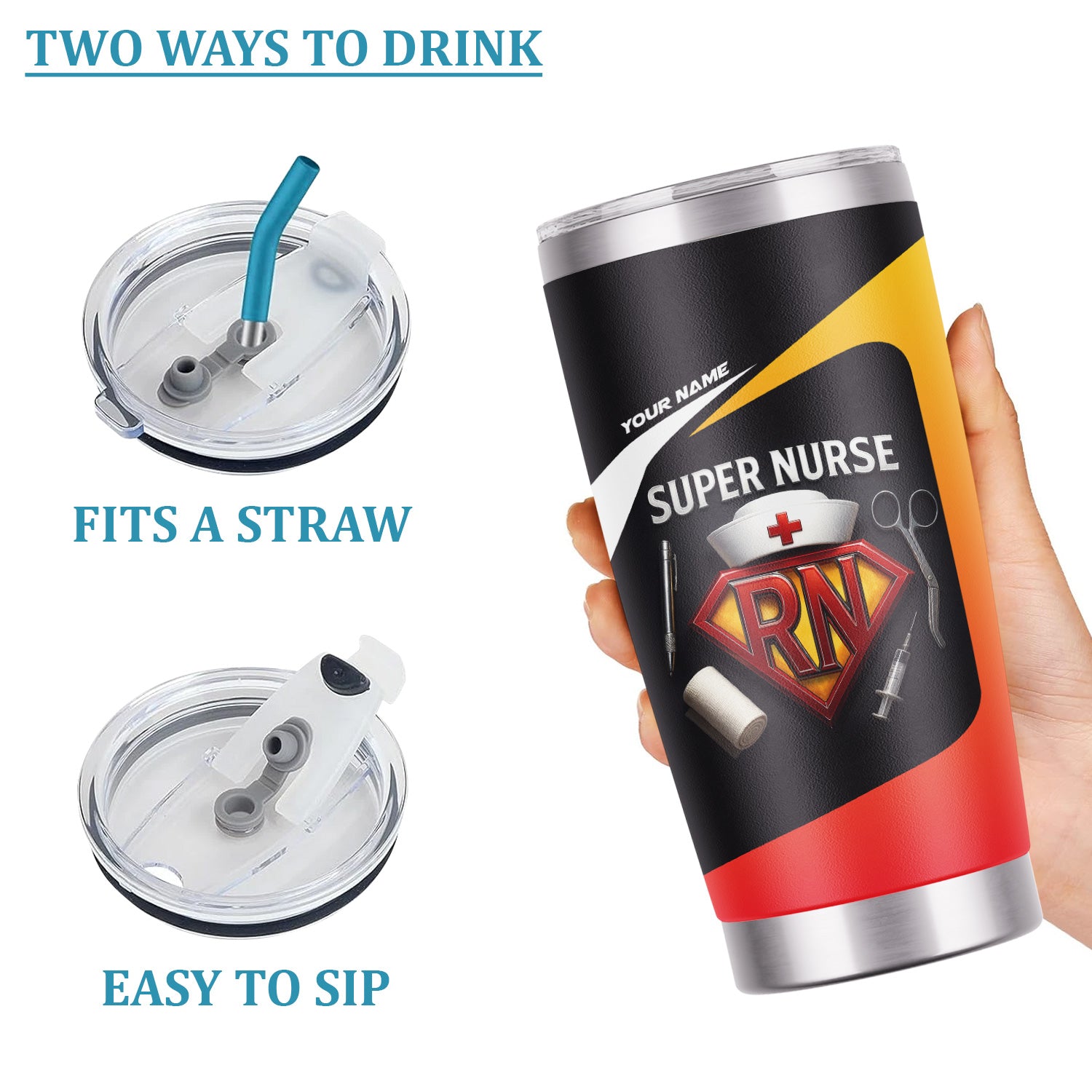 Personalized Super Nurse Tumbler - RN Medical Tools Cup - Gift for Healthcare Heroes