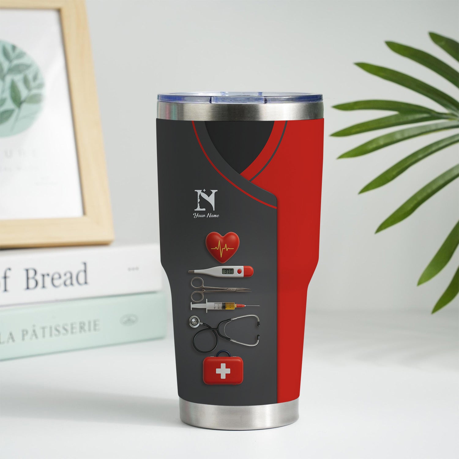 Personalized Nurse Tumbler With Name - 20oz Stainless Steel Medical Tools Cup - Gift for RN CNA EMT