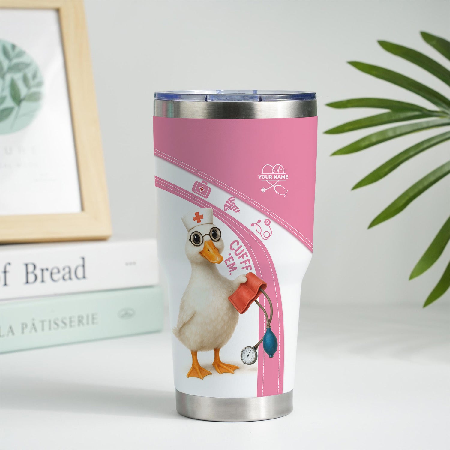 Funny Nurse Duck Tumbler for RN LPN CNA - Custom Name Cute Medical Duck Cartoon Design - Healthcare Workers Gift for Nursing Teams
