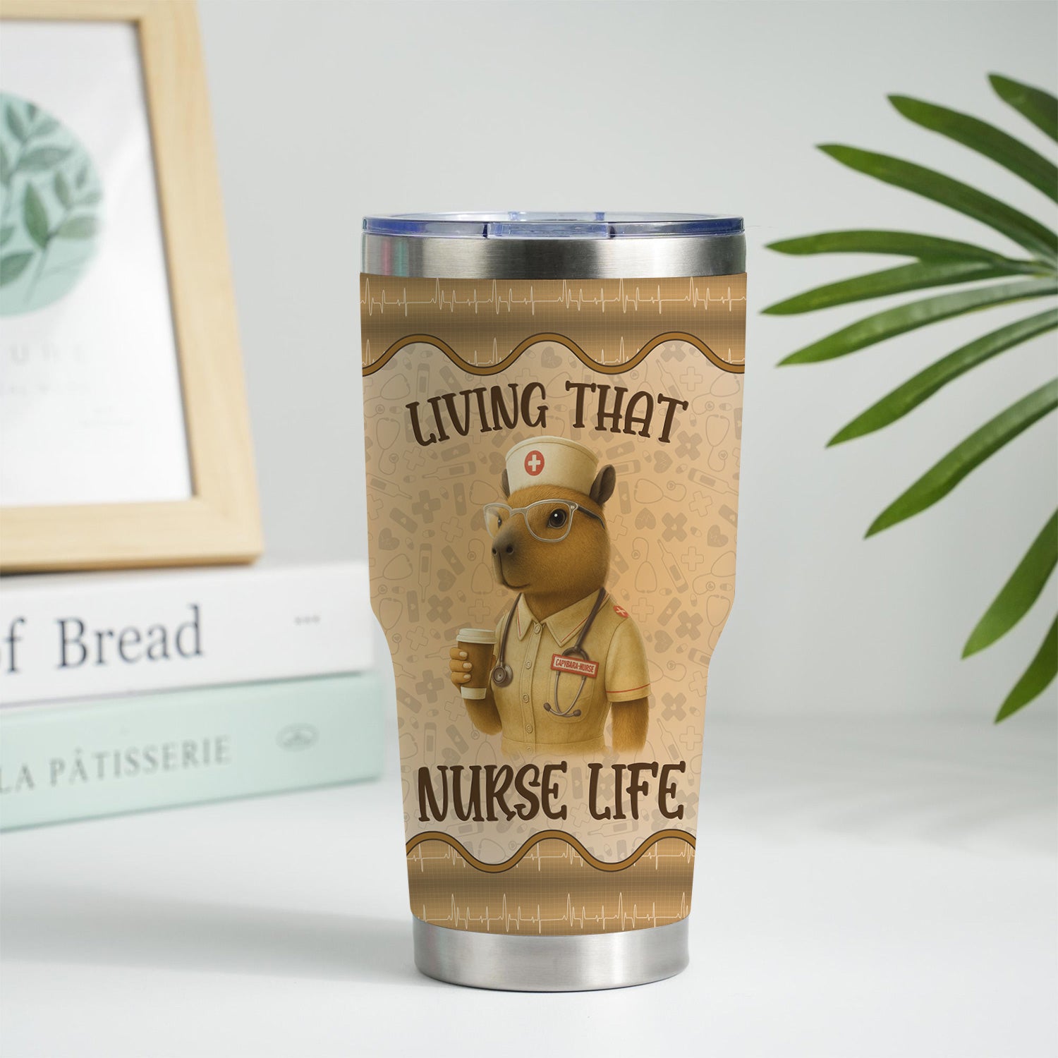 Personalized Nurse Capybara Tumbler - Custom Name & Stethoscope Graphic Design - Gift for RN LPN Healthcare Workers