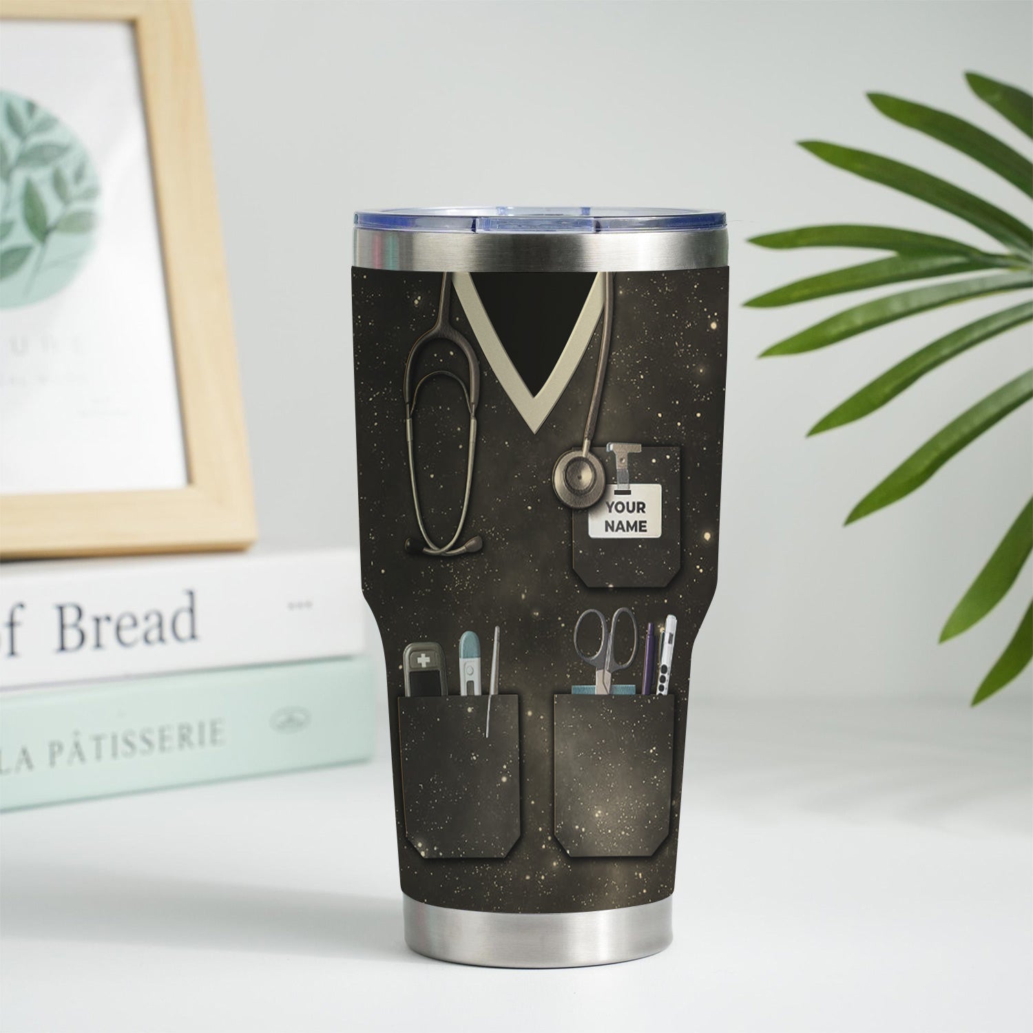 Personalized Nurse Tumbler - Floral Caduceus Design with Custom Name - Inspirational Gift for Medical Staff RN LPN CNA