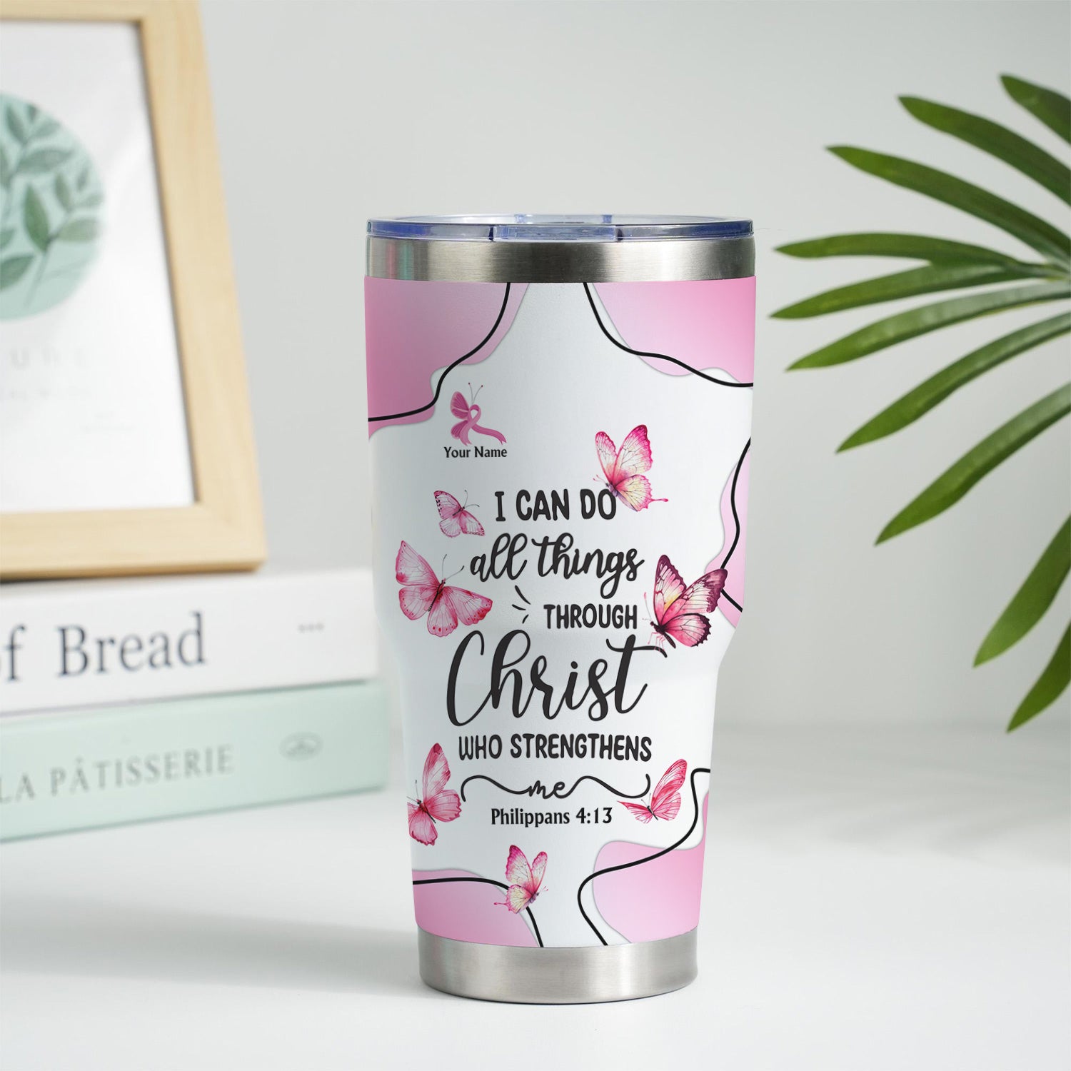 Personalized Christian Nurse Tumbler - Faith Jesus Strength Religious Bible Verse - Gift for RN LPN CNA Healthcare Workers