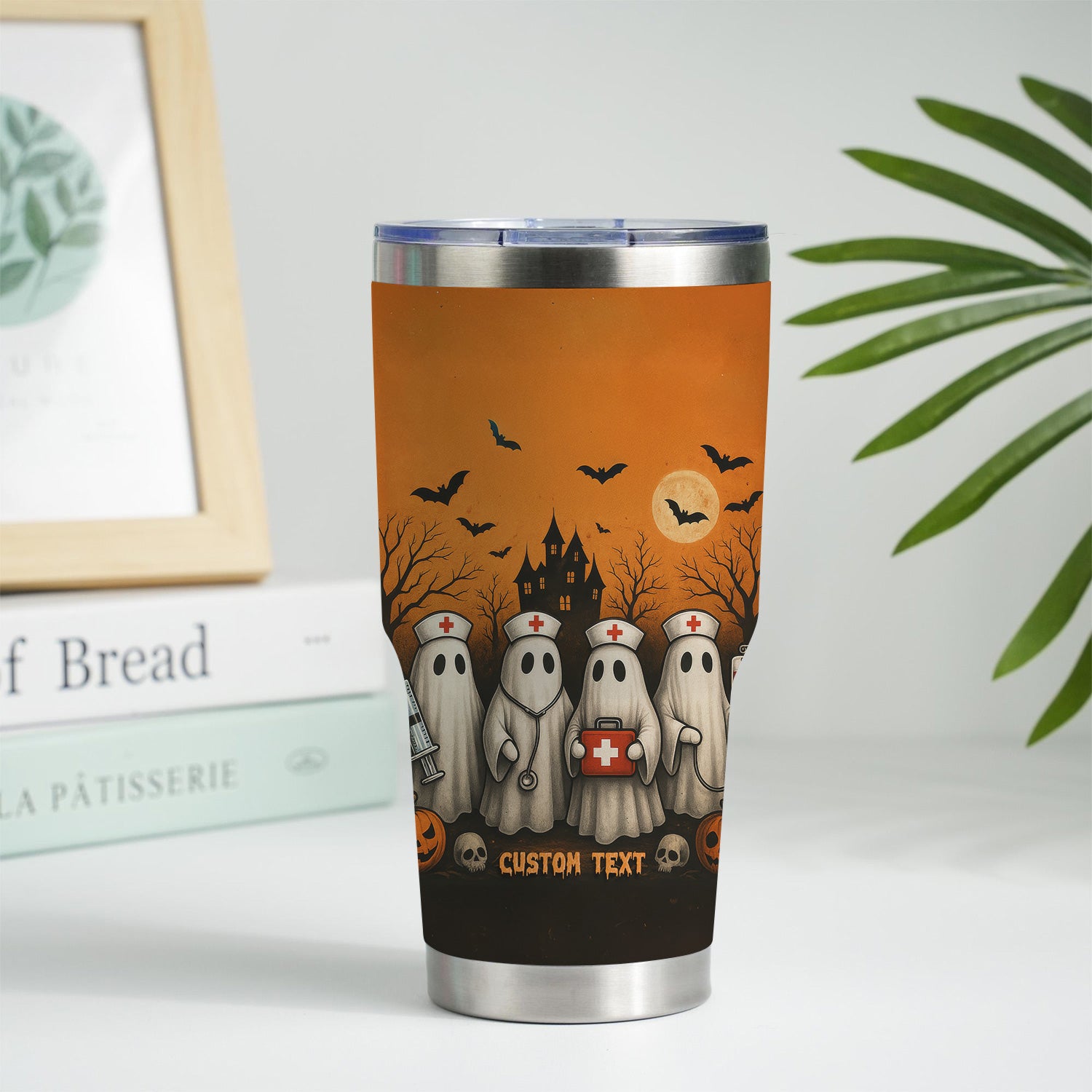 Funny Boo Boo Crew Nurse Tumbler - Halloween Ghost & Medical Design - Customizable Text Gift for RN CNA LPN Healthcare Professionals