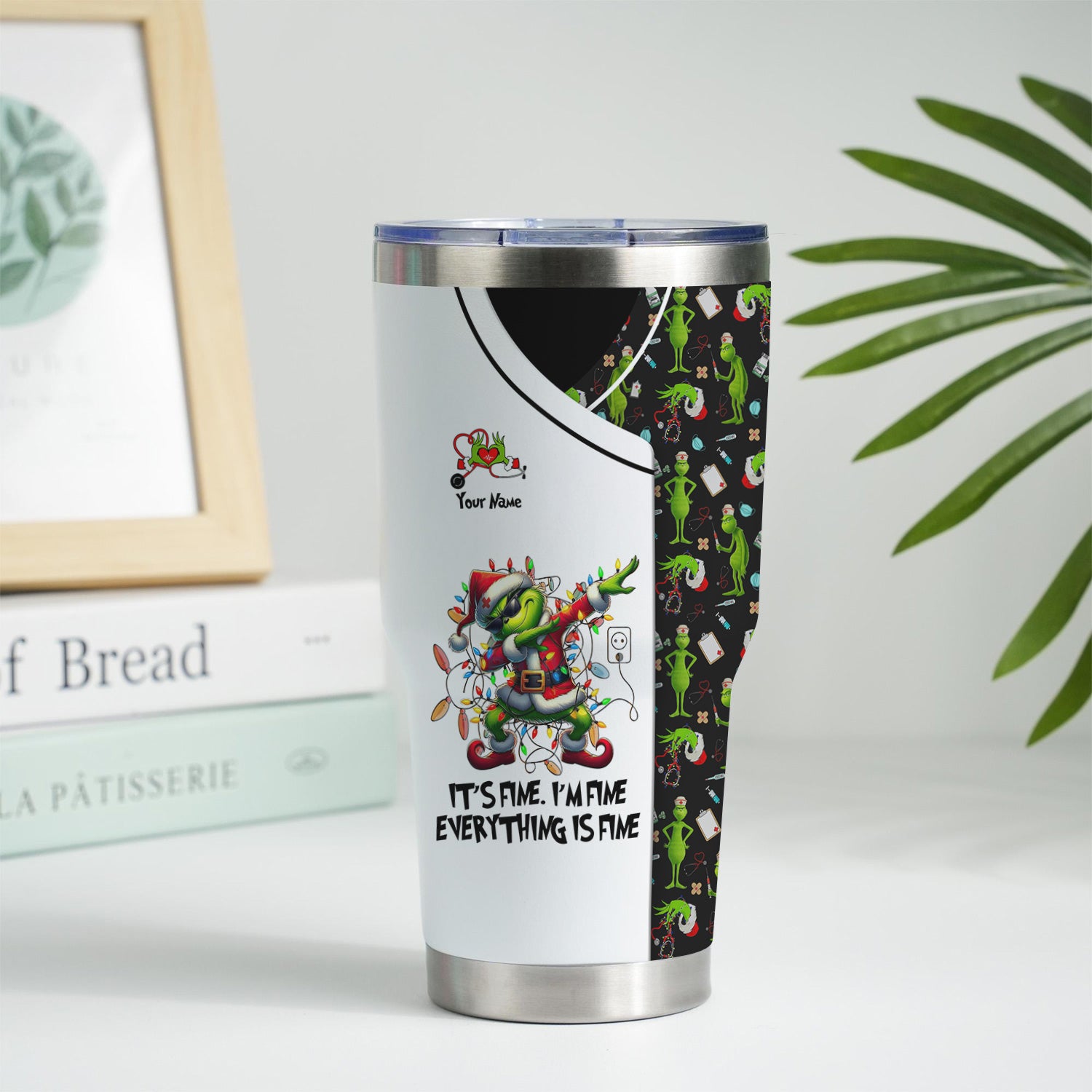 Funny Grinch Christmas Nurse Tumbler 20oz 30oz - Everything Is Fine Stainless Steel Cup - Gift for RN LPN CNA