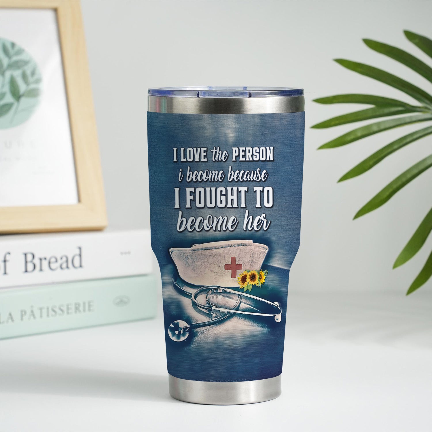 Personalized RN Nurse Tumbler - I Fought To Become Her Quote - Gift for RN CNA LPN Nursing Appreciation
