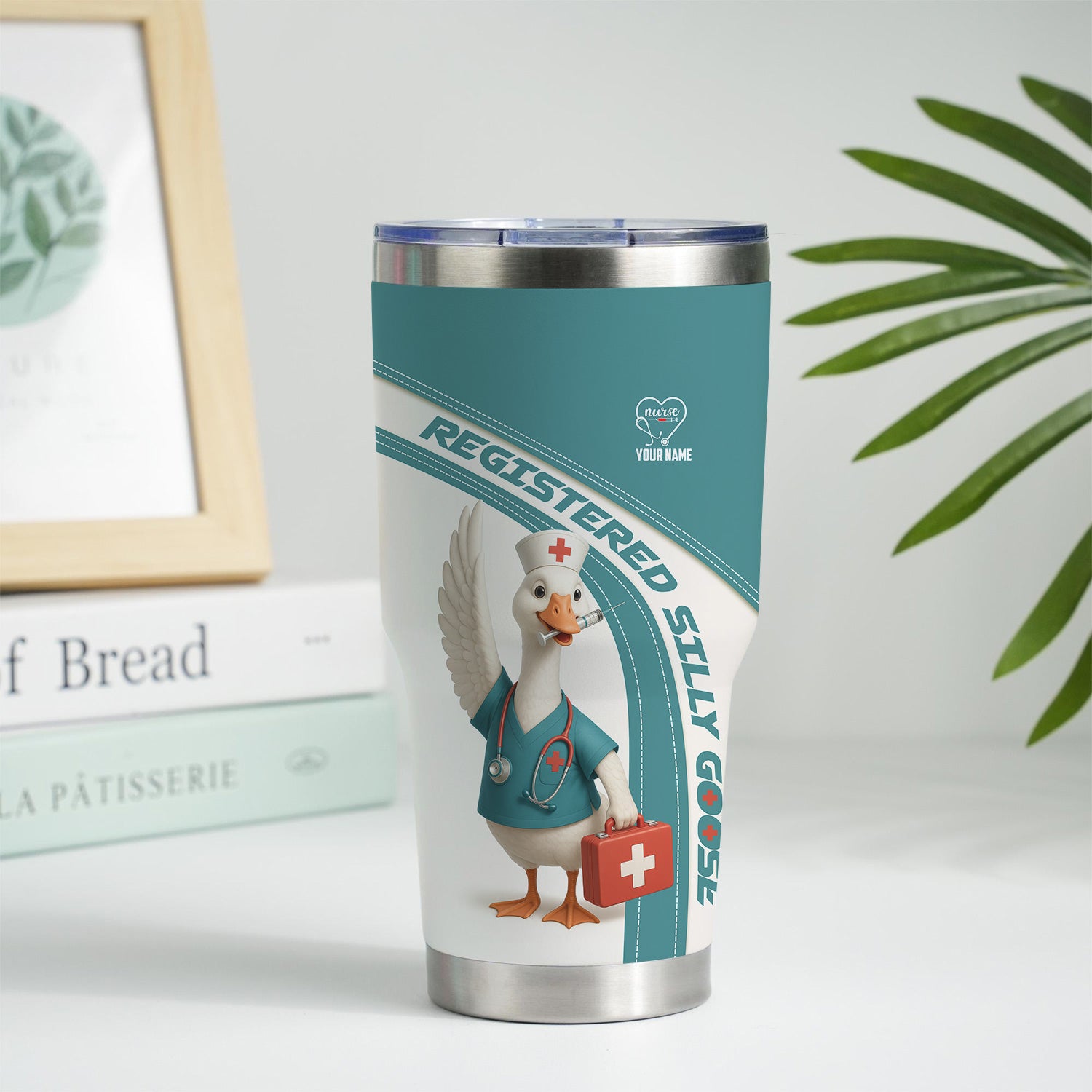 Personalized Registered Nurse Tumbler - Silly Goose Design for Nurse Gifts - Customizable Travel Mug for LPNs & Healthcare Workers