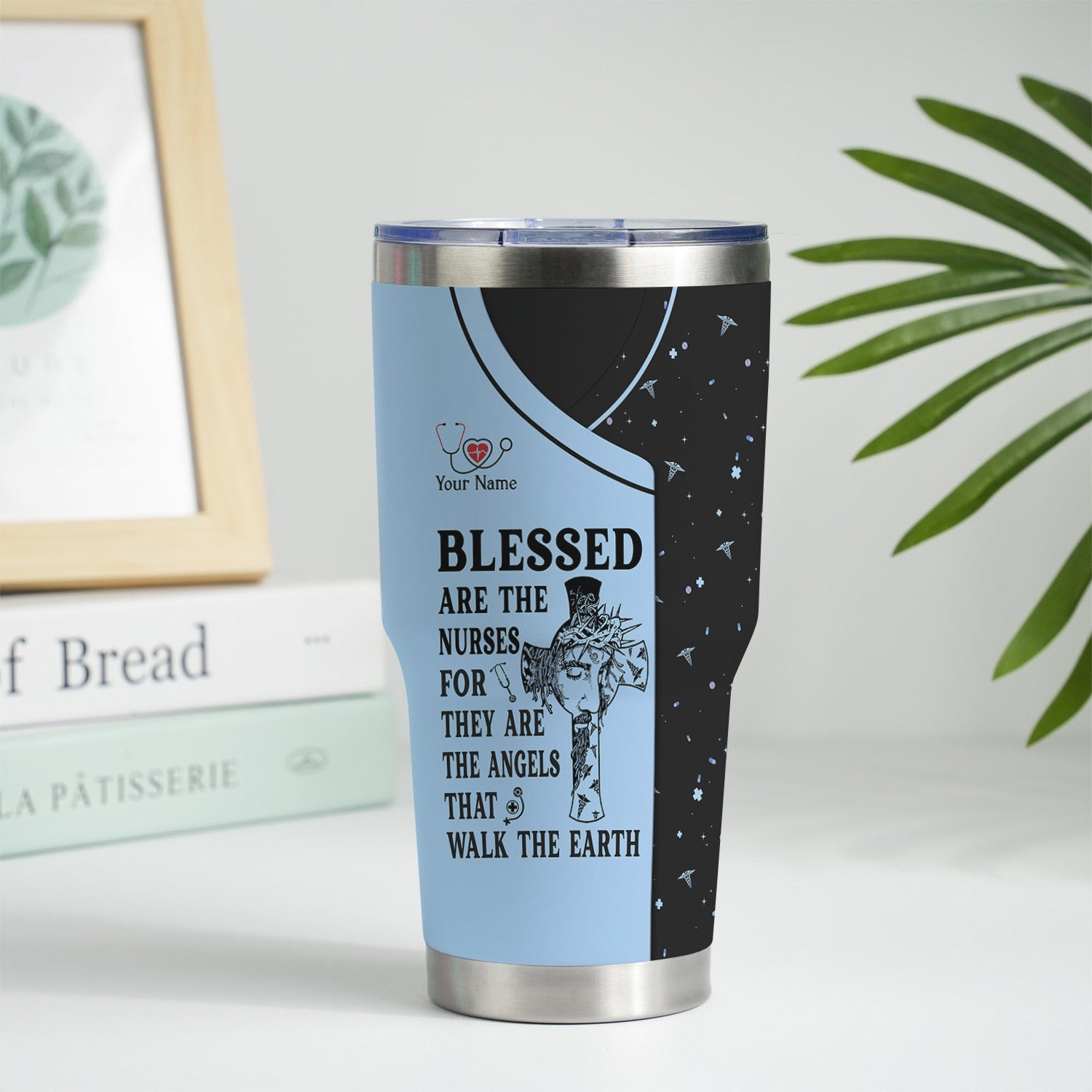 Custom Faith Nurse Tumbler - Blessed Are The Nurses Angel - Gift for Women RN LPN & Healthcare Workers