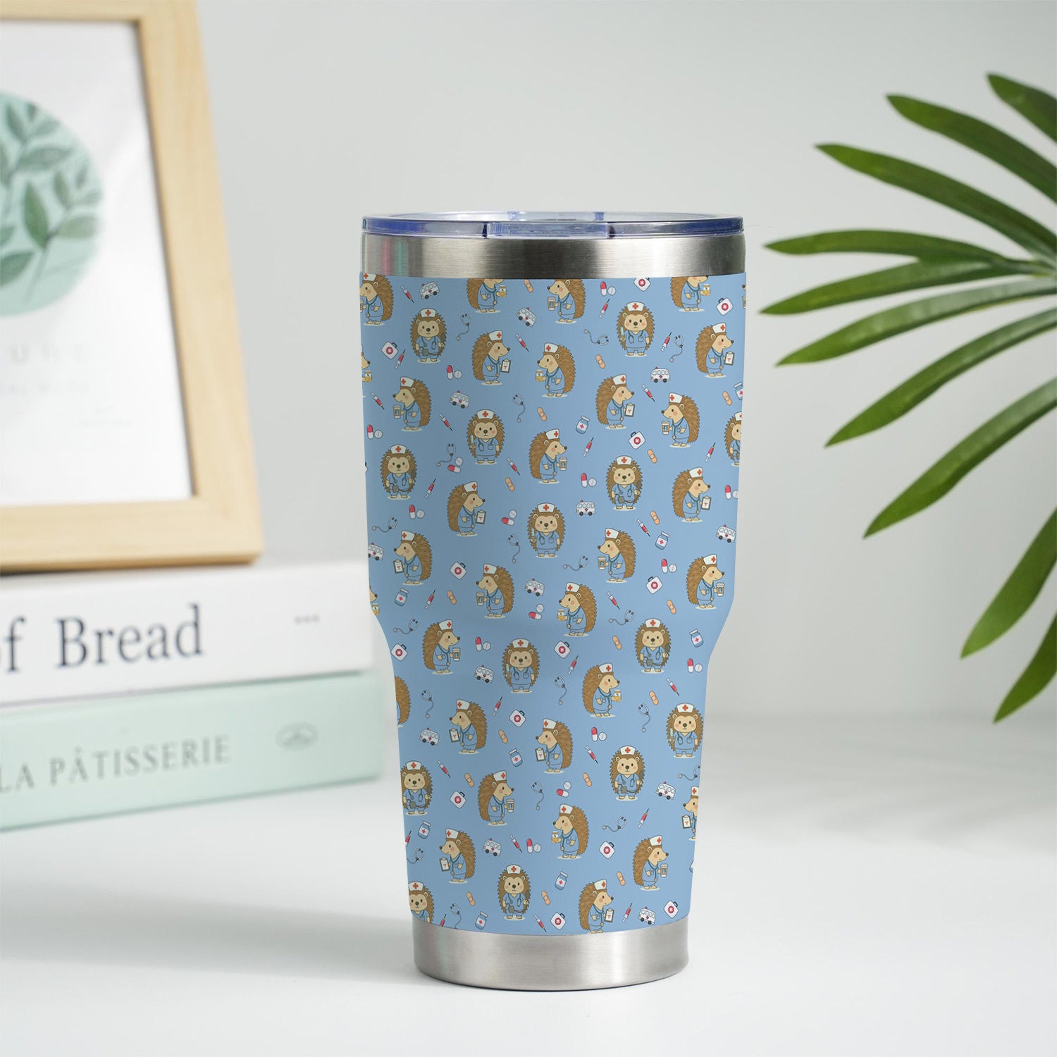Adorable Hedgehog Nurse Tumbler - Hilarious Gift for RN LPN CNA Women - Personalized Stainless Cup for Healthcare Workers