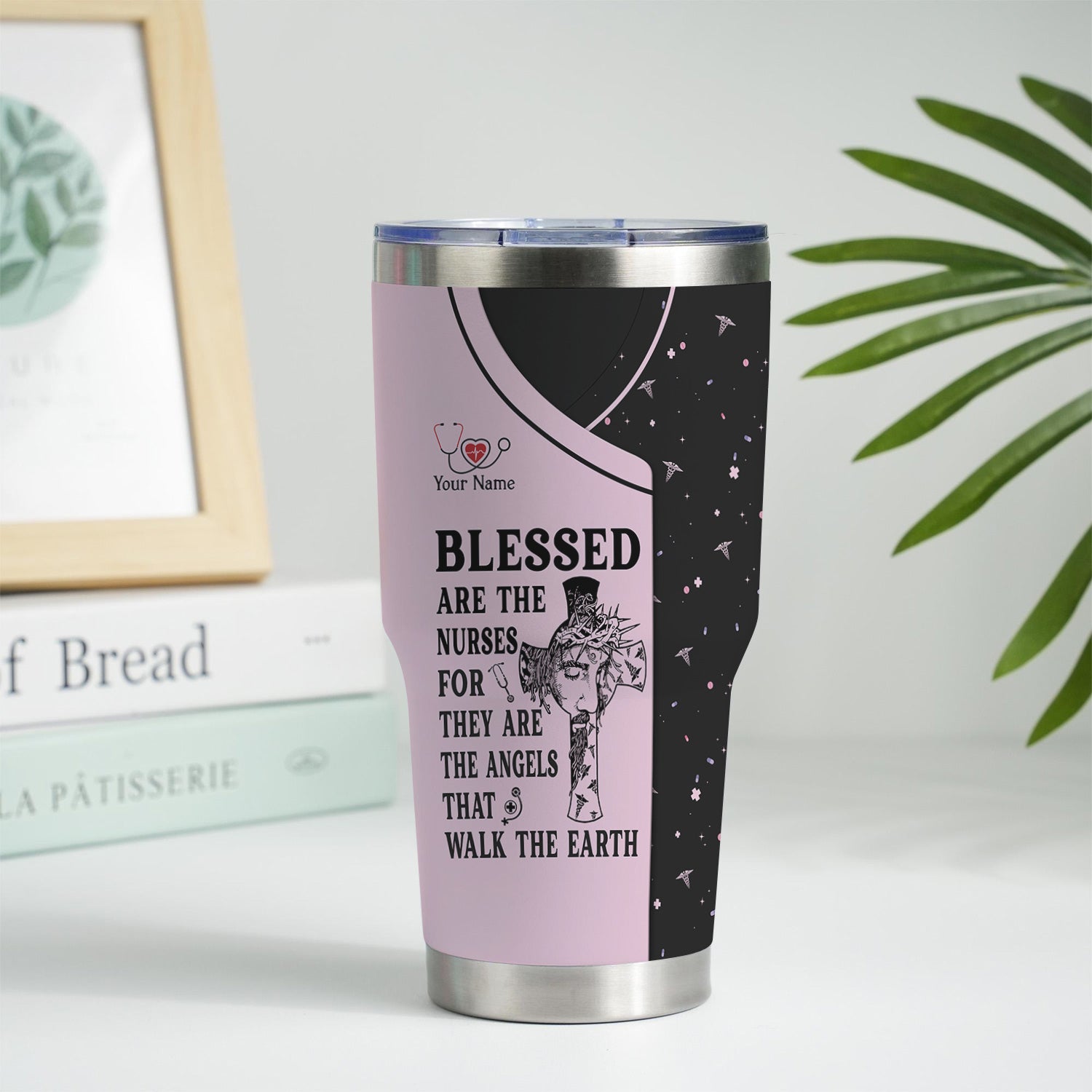 Custom Faith Nurse Tumbler - Blessed Are The Nurses Angel - Gift for Women RN LPN & Healthcare Workers