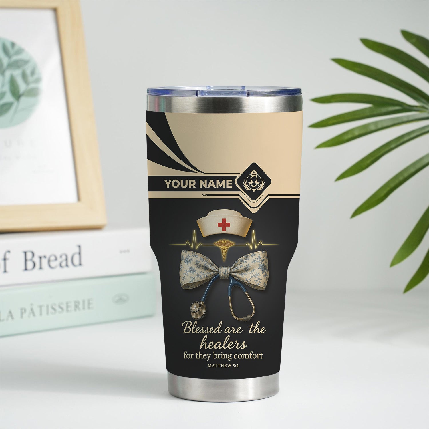 Blessed Are the Healers Nurse Tumbler - Custom Stainless Steel Cup - Christian Gift for Healthcare Workers