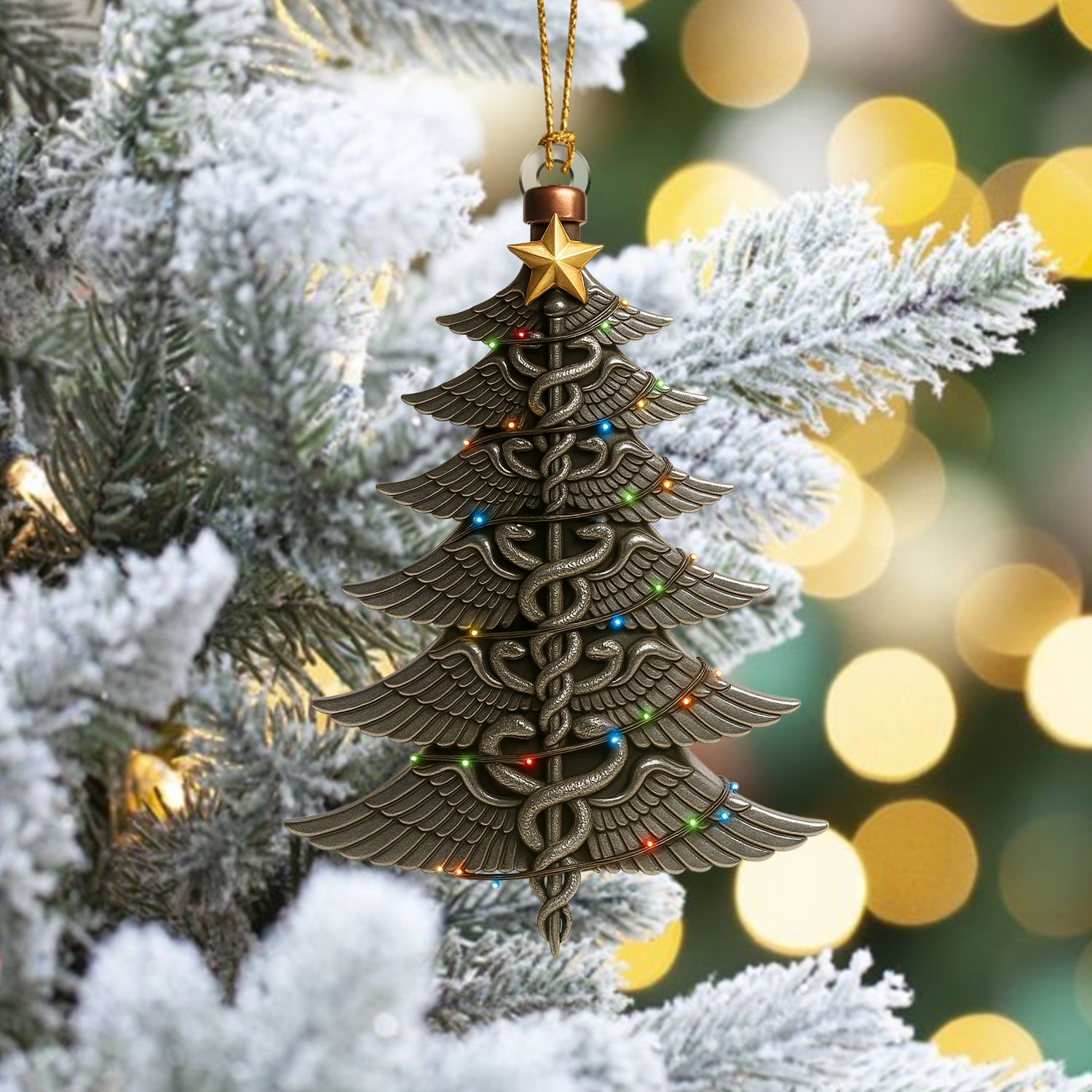 Medical Caduceus Christmas Tree Ornament, Healthcare Worker Holiday Decor, Nurse Doctor Gift, Medical Symbol Christmas Ornament