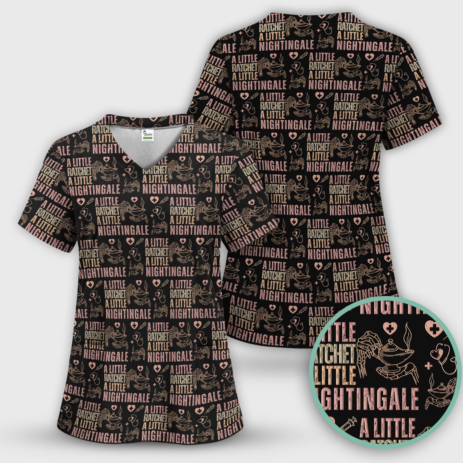 A Little Ratchet A Little Nightingale Nurse Scrub Top, Breathable Fabrics Nursing Uniform