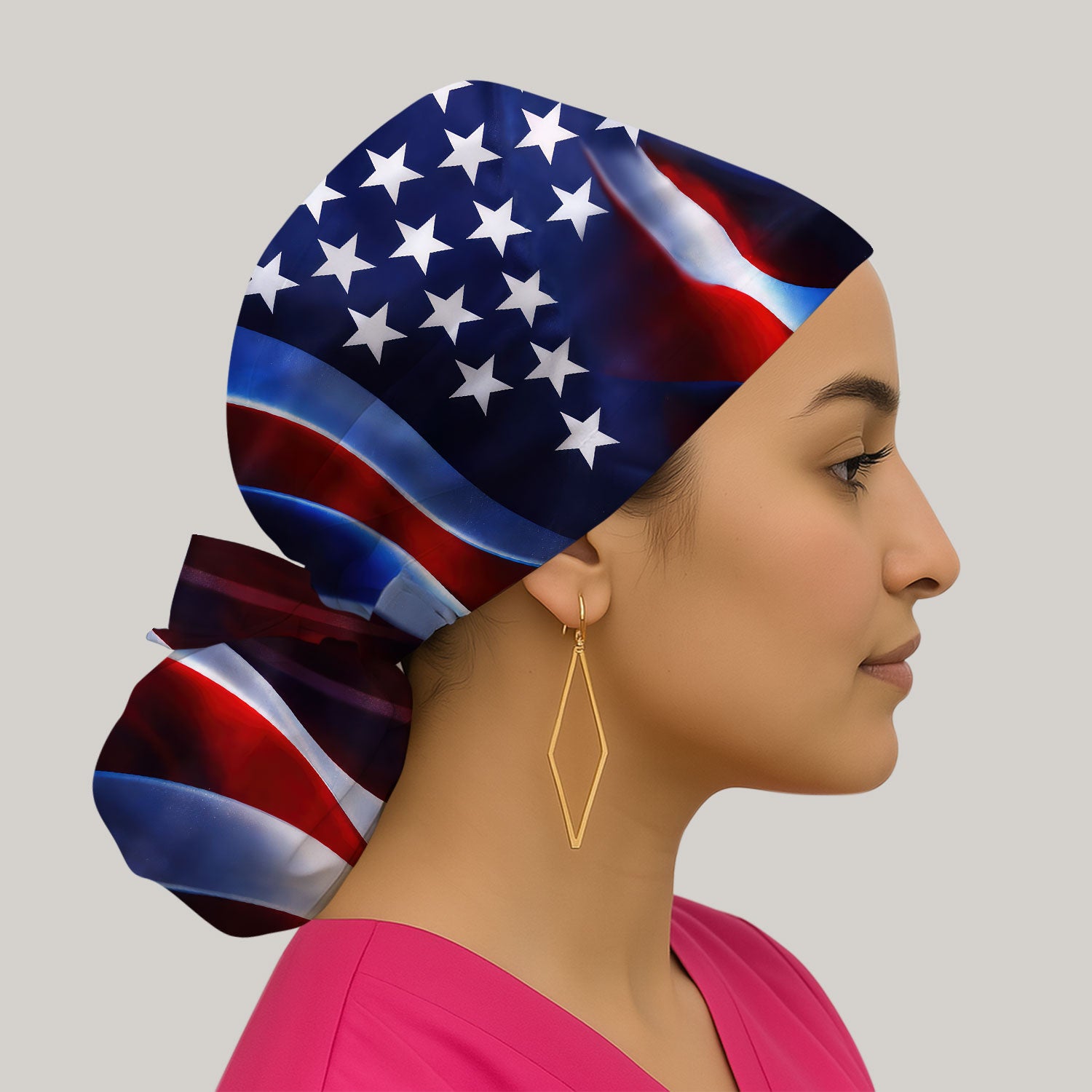 American Flag Stars Stripes Pattern Nurse Scrub Cap, Surgical Caps for Doctors