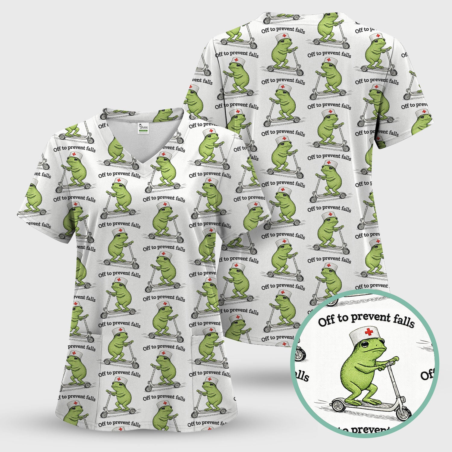 Funny Nurse Scrub Set, Off To Prevent Falls Nursing Shirt, Breathable Fabrics Nursing Uniform