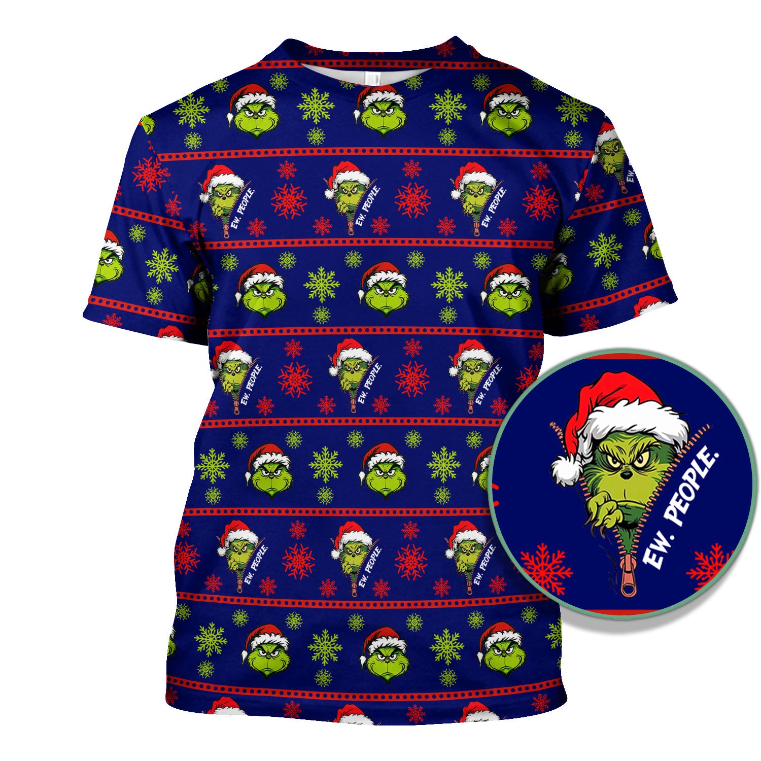 Grinch Scrub Top for Nurses - Christmas Holiday “Ew, People” Medical Uniform - Xmas Gift for RN CNA LPN
