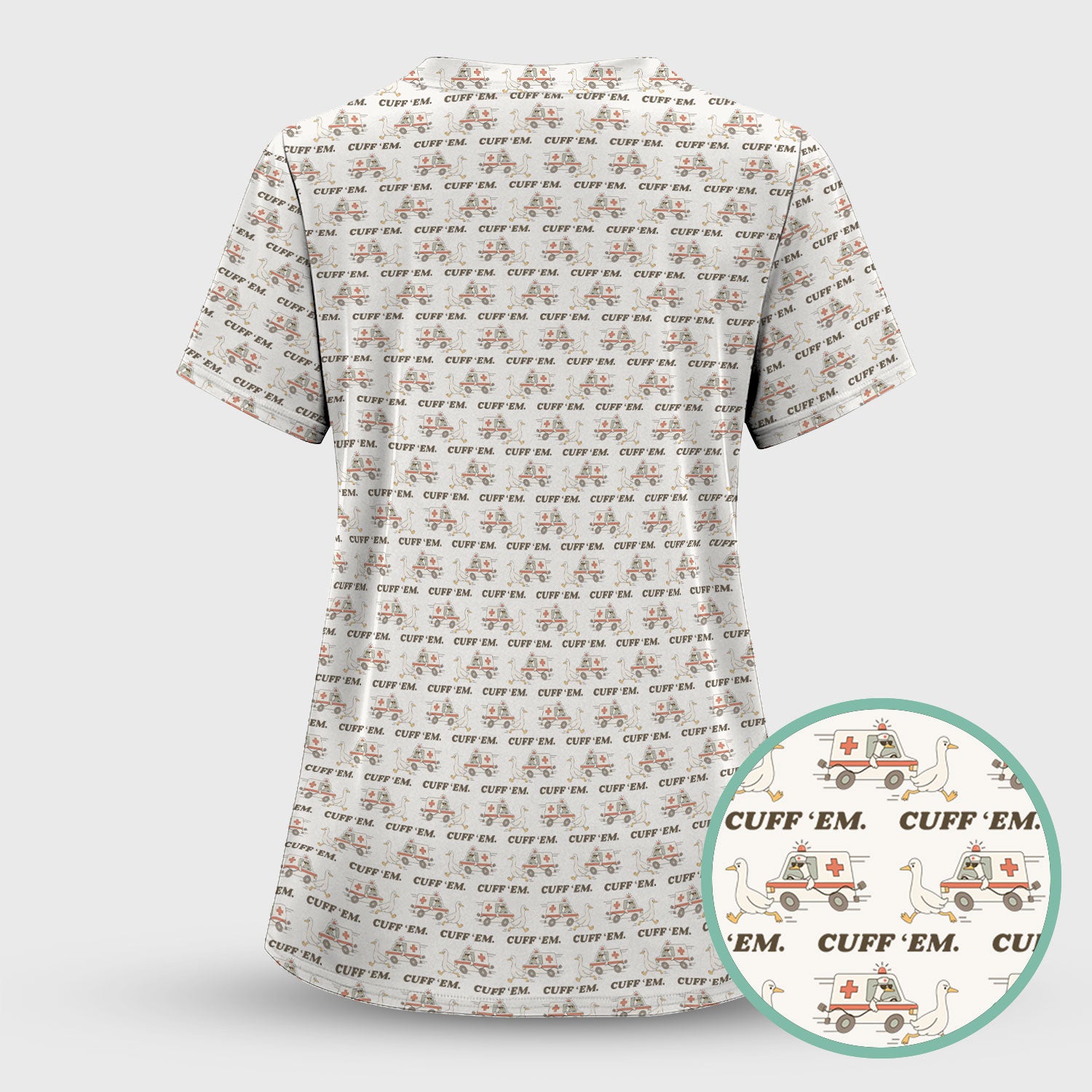 Funny ER Nurse Shirt - Cute Goose & Ambulance Pattern Graphic Design - Gift for Women RN LPN & Medical Students