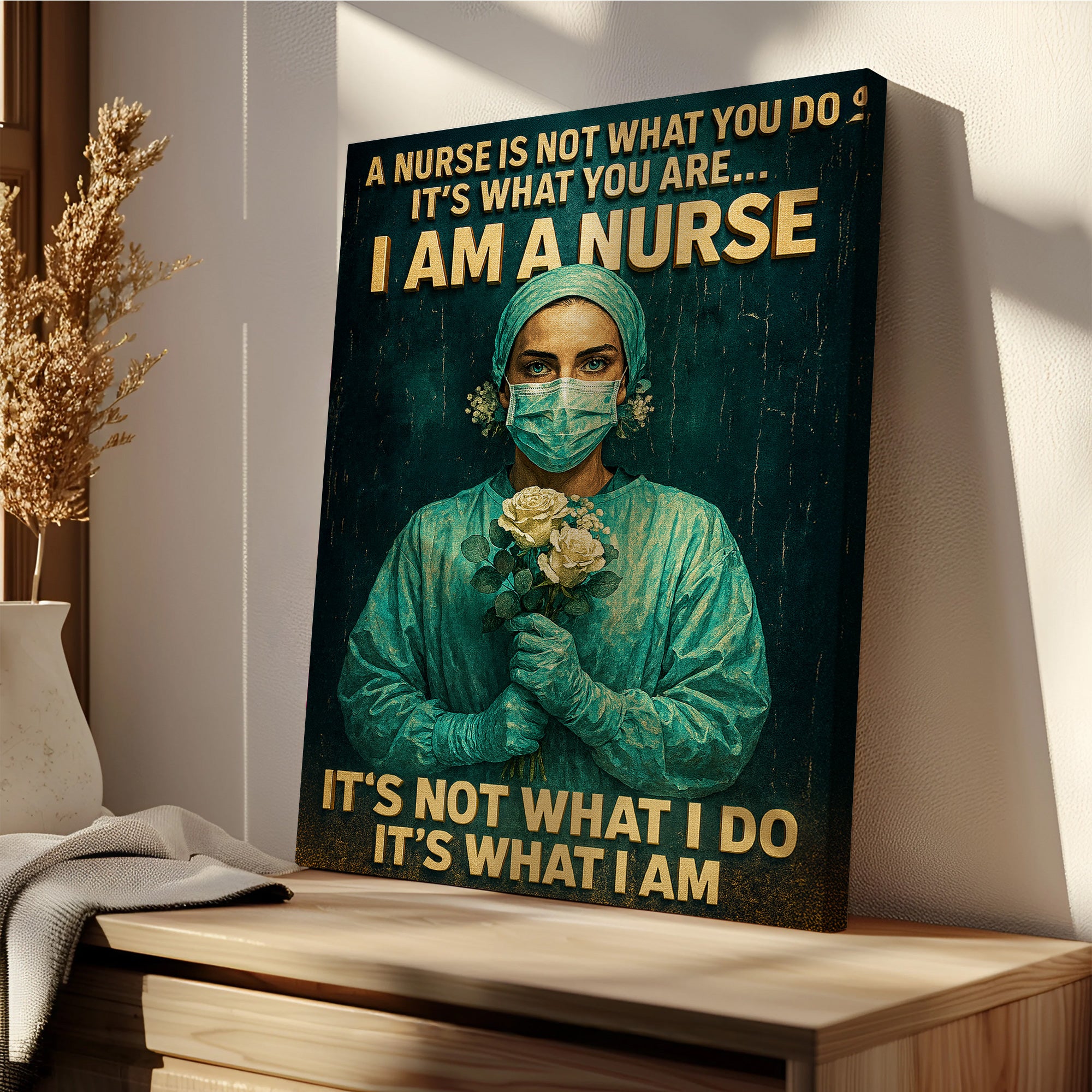 I Am A Nurse Canvas Wall Art, Inspirational Quote Gift for Healthcare Workers, Medical Office Home Decor