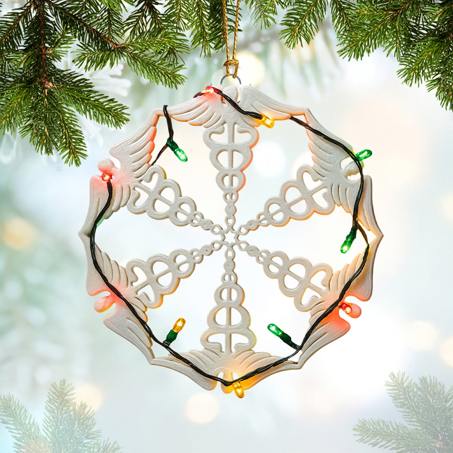 Stethoscope Snowflake Ornament – Funny Medical Christmas Decoration – Unique Holiday Gift for RN, LPN, CNA, and Doctor