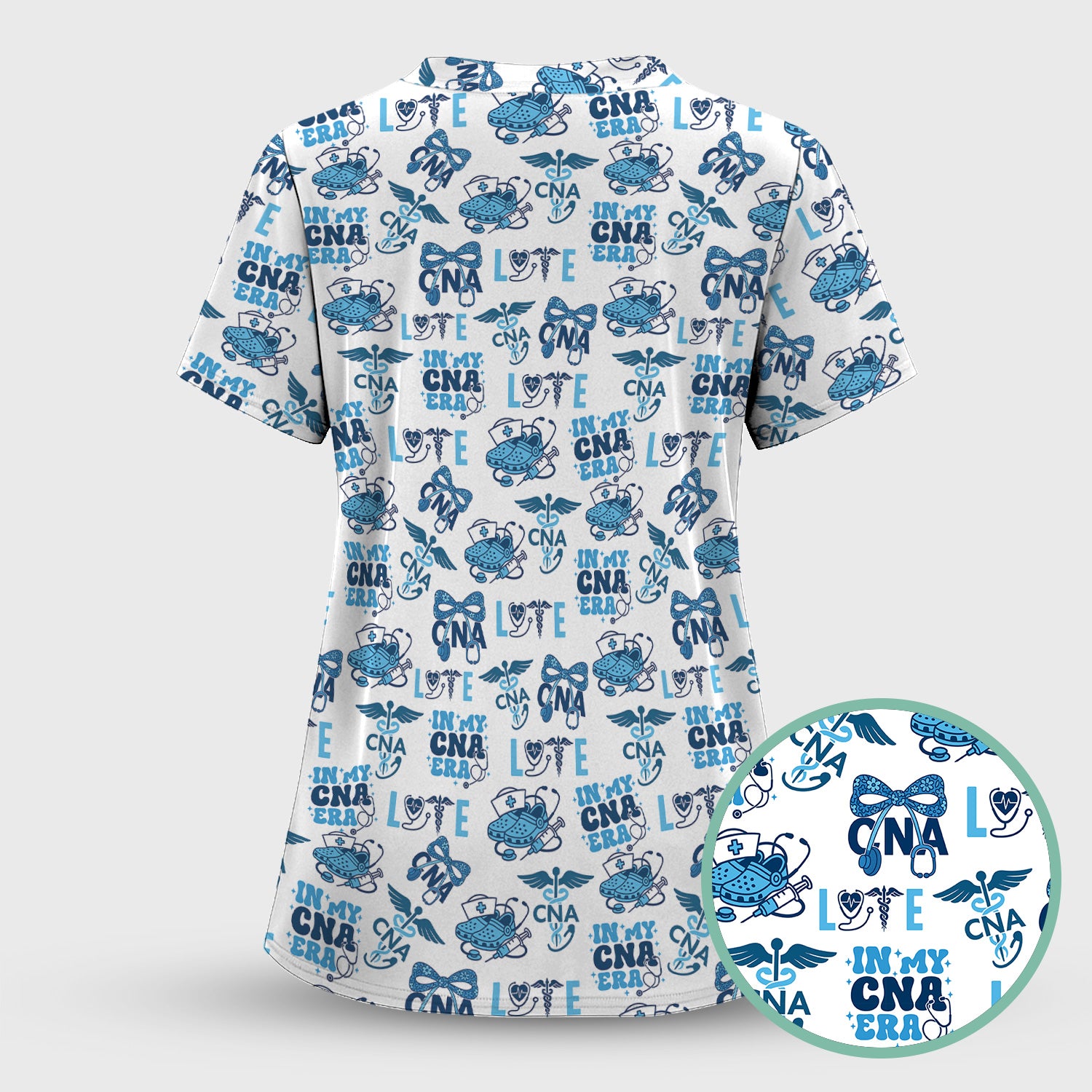 Personalized Cute CNA Era Scrub Top - In My CNA Era Quote - Gift for RN LPN Healthcare Workers