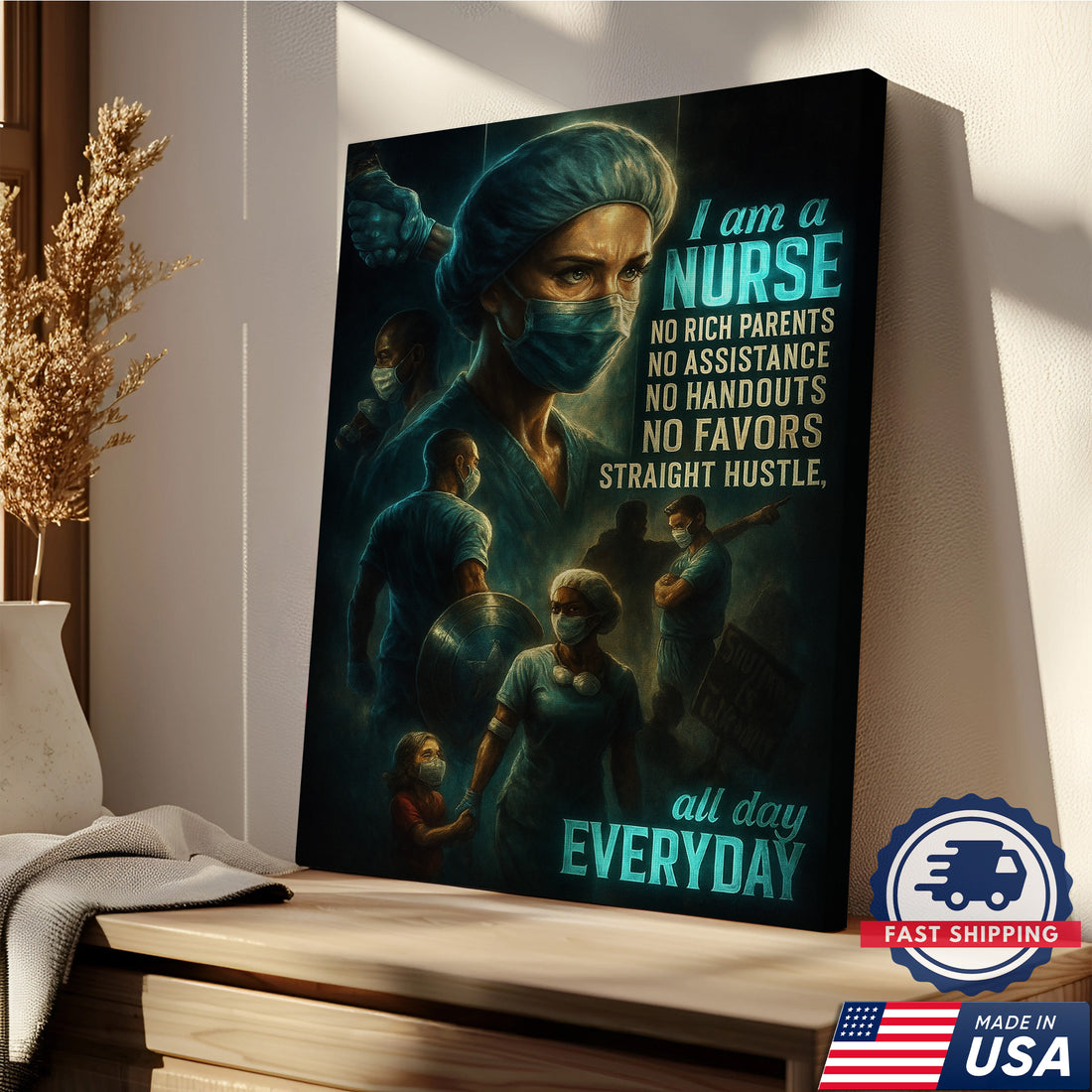 I Am A Nurse Canvas, Motivational Gift for RN LPN CNA Healthcare Workers, Home Office Wall Decor