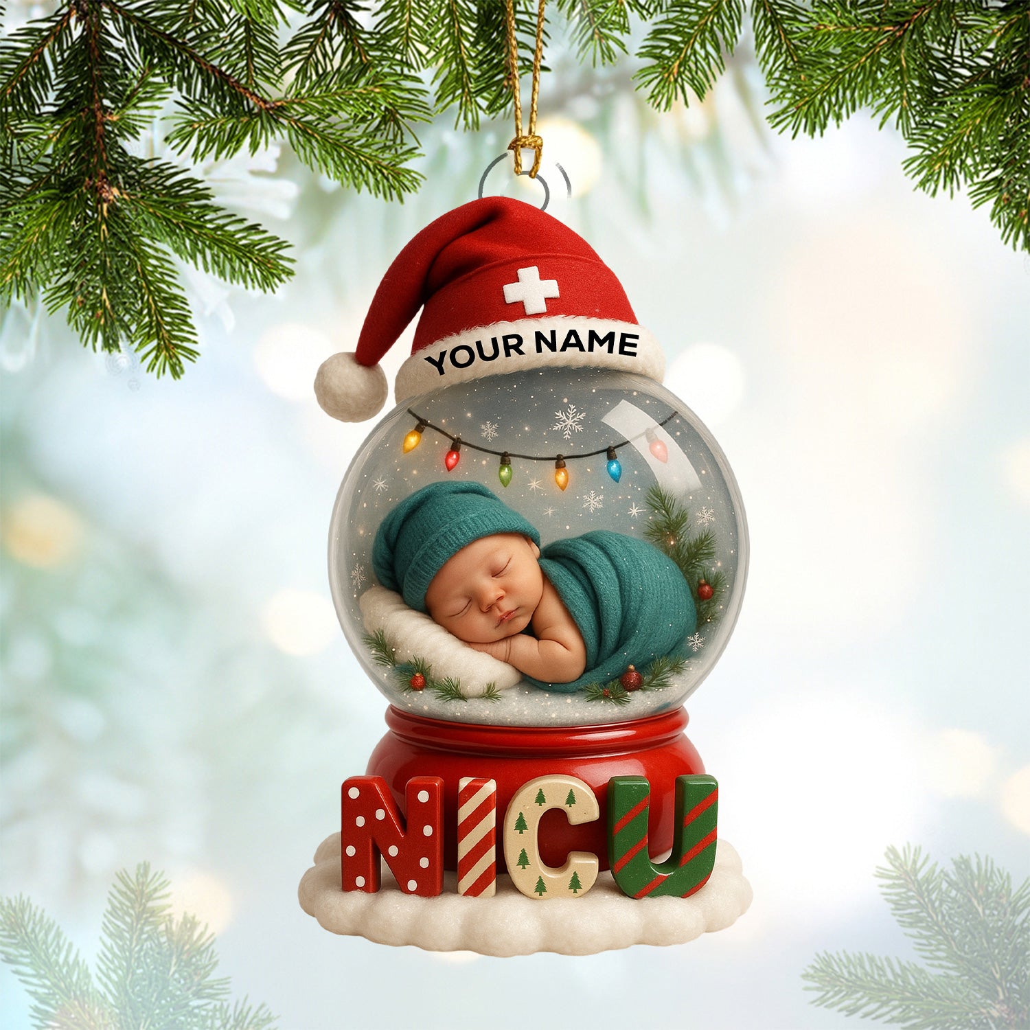 Personalized NICU Baby Ornament, Custom Name Newborn Christmas Keepsake, NICU Nurse Holiday Gift, Premature Baby Christmas Tree Decor