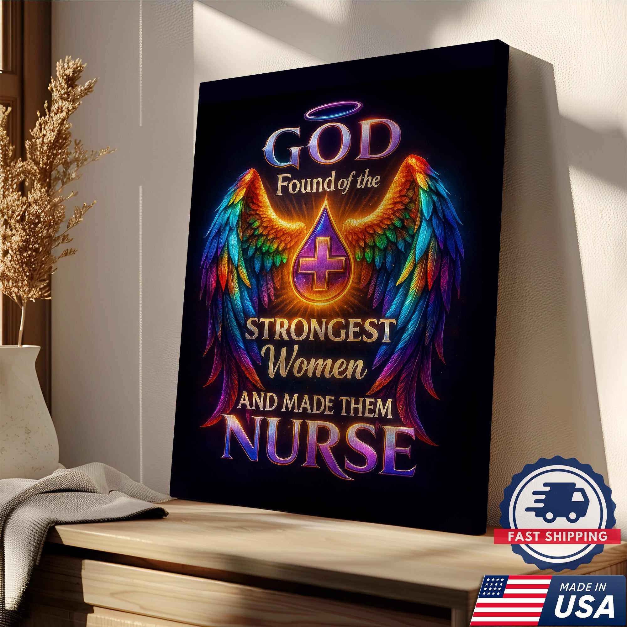 Christian Nurse Canvas Wall Art Strongest Women, Religious Inspirational Gift for RN LPN CNA