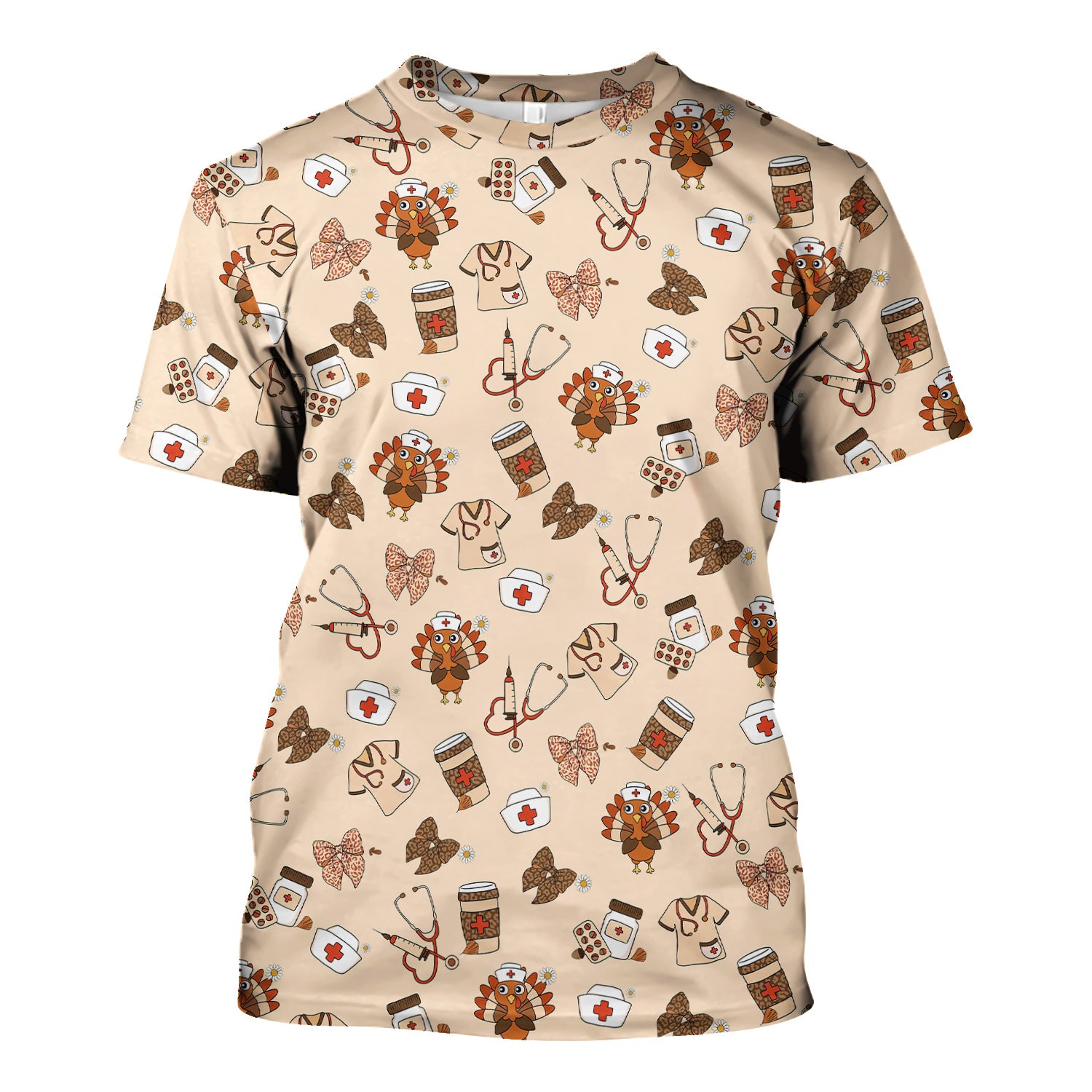 Funny Nurse Thanksgiving Scrub - Turkey & Stethoscope Medical Design - Gift for RN LPN Healthcare Workers