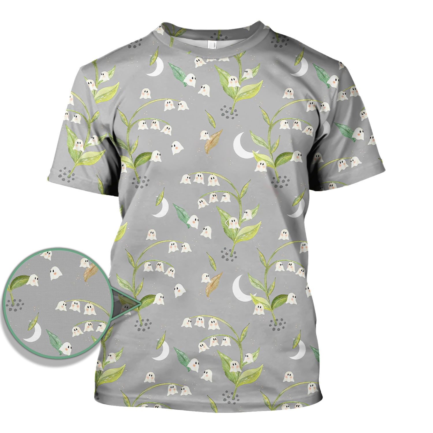 Funny Floral Ghost Nurse Shirt - Lily of the Valley Graphic Tee - RN LPN CNA Healthcare Workers Gift