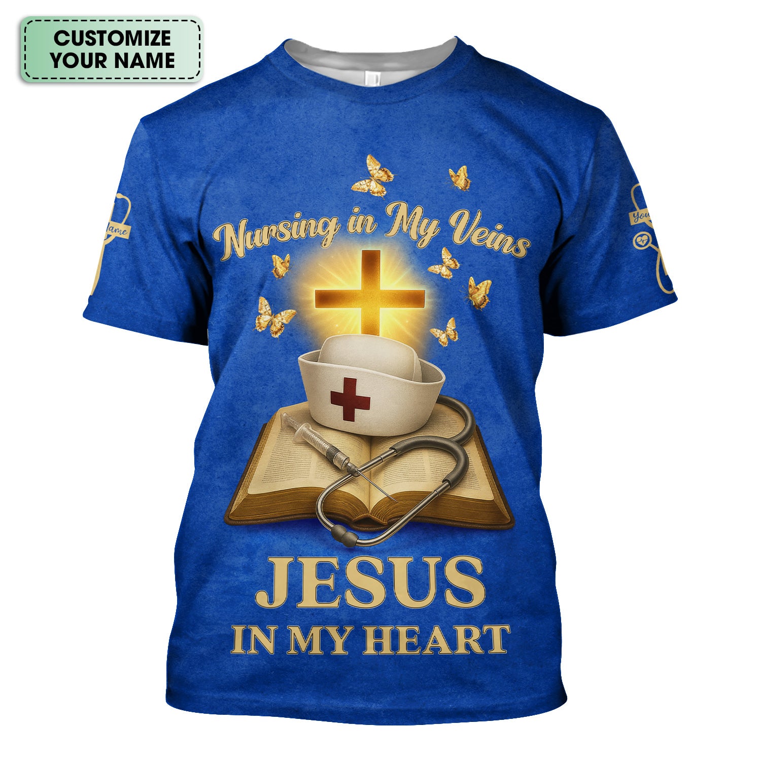 Personalized Christian Nurse Shirt - Jesus in My Heart  Quote - Available in Multiple Colors - Gift for Women RN LPN