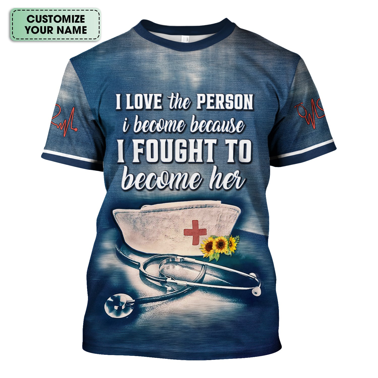 Personalized Nurse Scrub Top for Women - I Love the Person I Become Quote - Gift for Nurse RN CNA Appreciation
