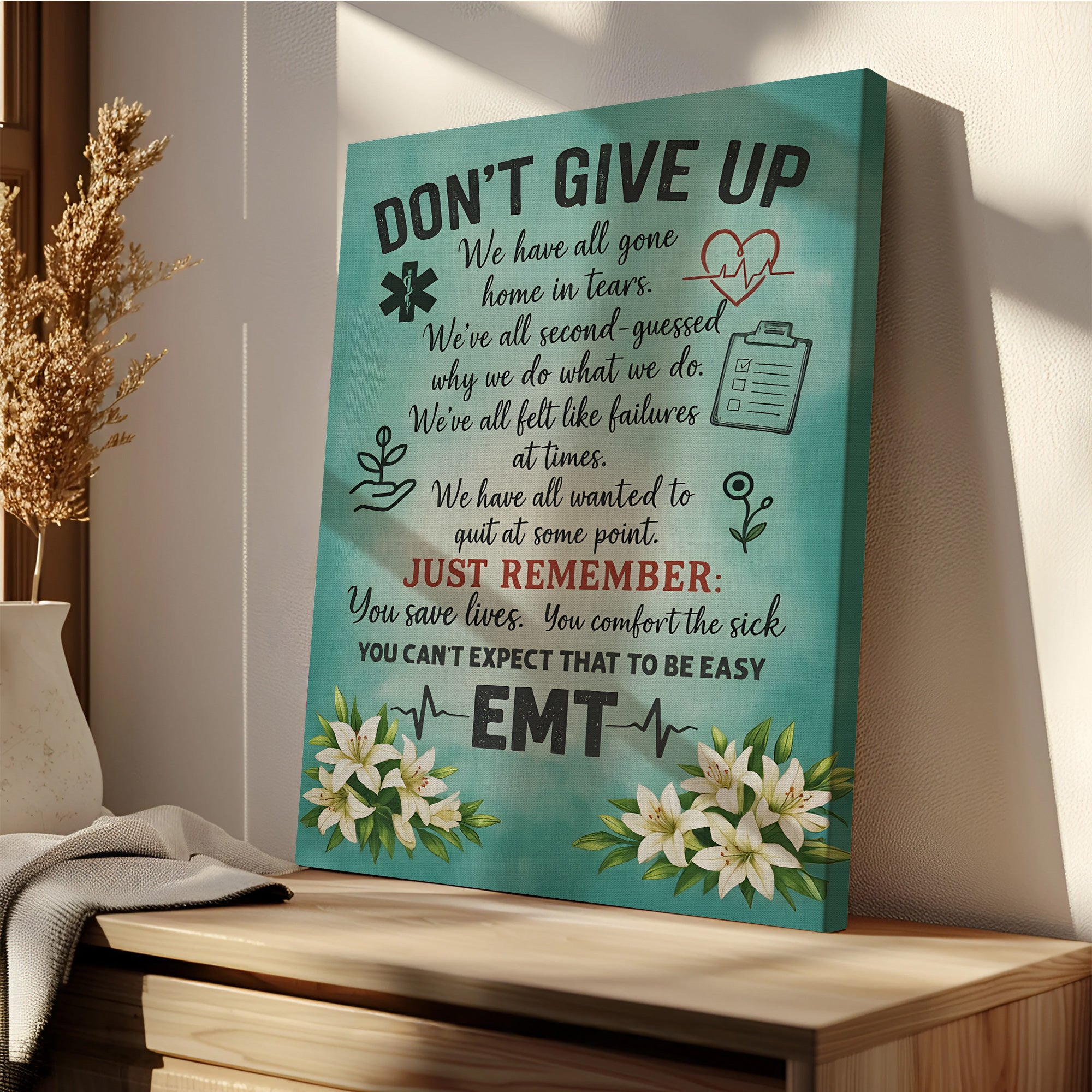 Vintage Paramedic Wall Art, Just Remember You Save Lives Canvas, ER Nurses & Medical Staff Gift