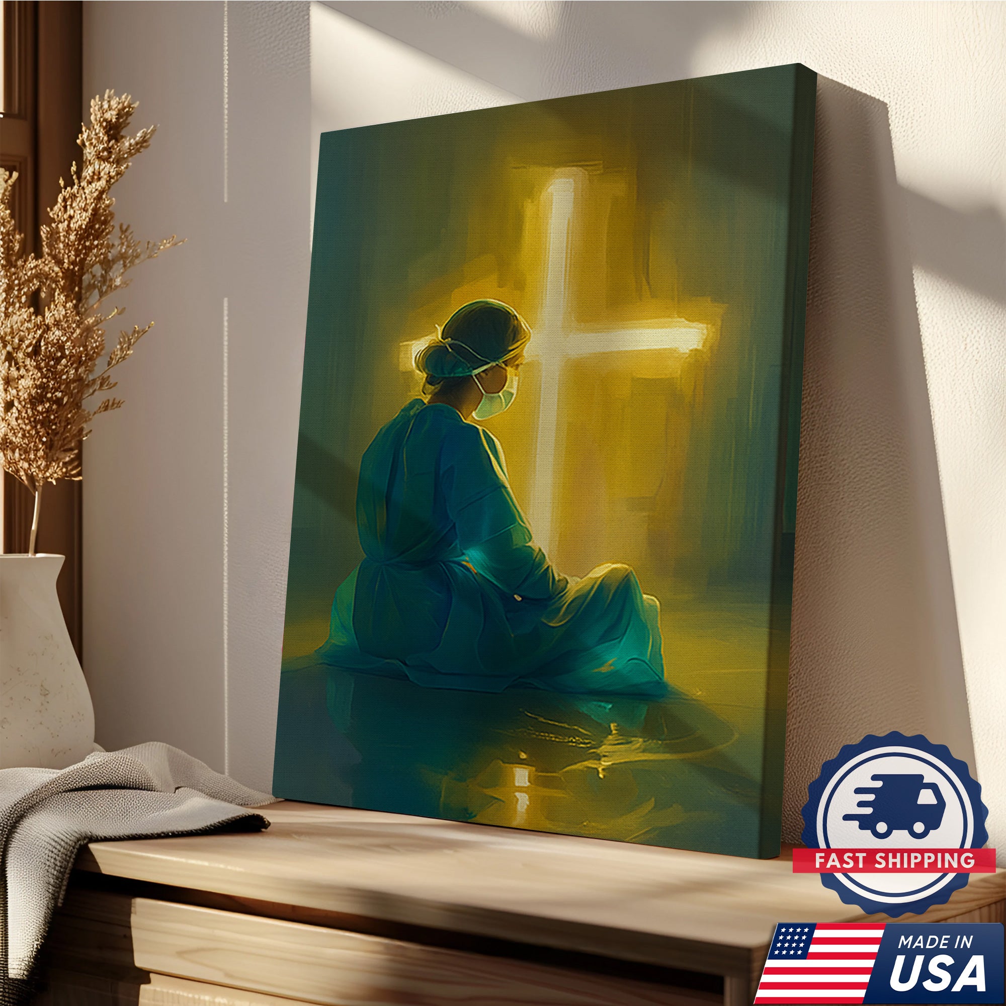 Nurse Christian Canvas Art, Religious Nurse Gift, Spiritual Gift for RN LPN CNA Healthcare Workers