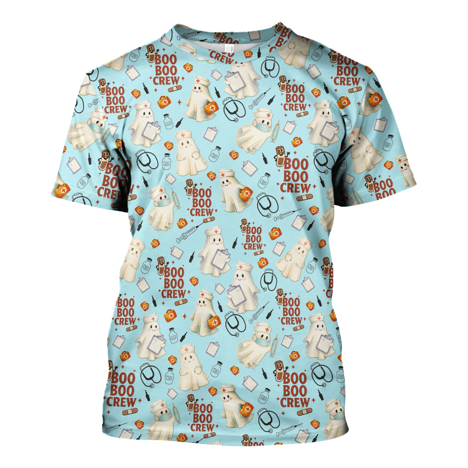 Halloween Nurse Scrub Top for Women - Cute Boo Boo Crew Medical Shirt - Gift for RN LPN CNA Healthcare Staff