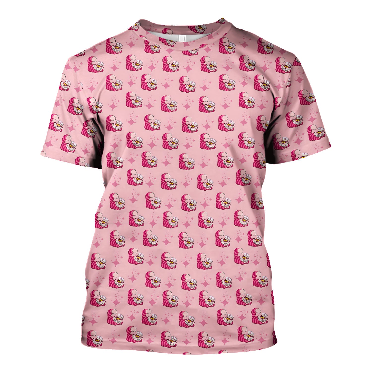 Cute Pink Mouse Print Nurse Scrubs - Funny Cartoon Animal Nursing Scrub Top For Women - Medical Uniform Gift For Healthcare Workers RN LPN CNA