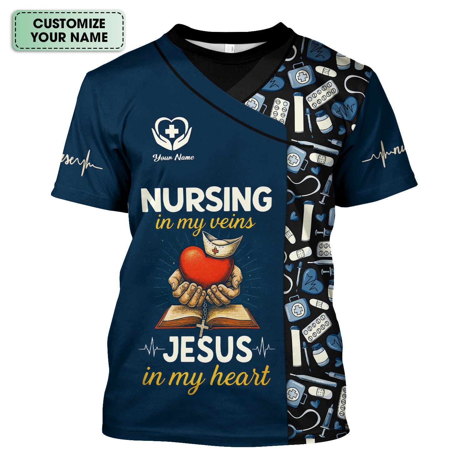 Personalized Nursing Shirt for Nurses - Christian Nurse Graphic Tee with Jesus Quote - Gift for RN LPN CNA